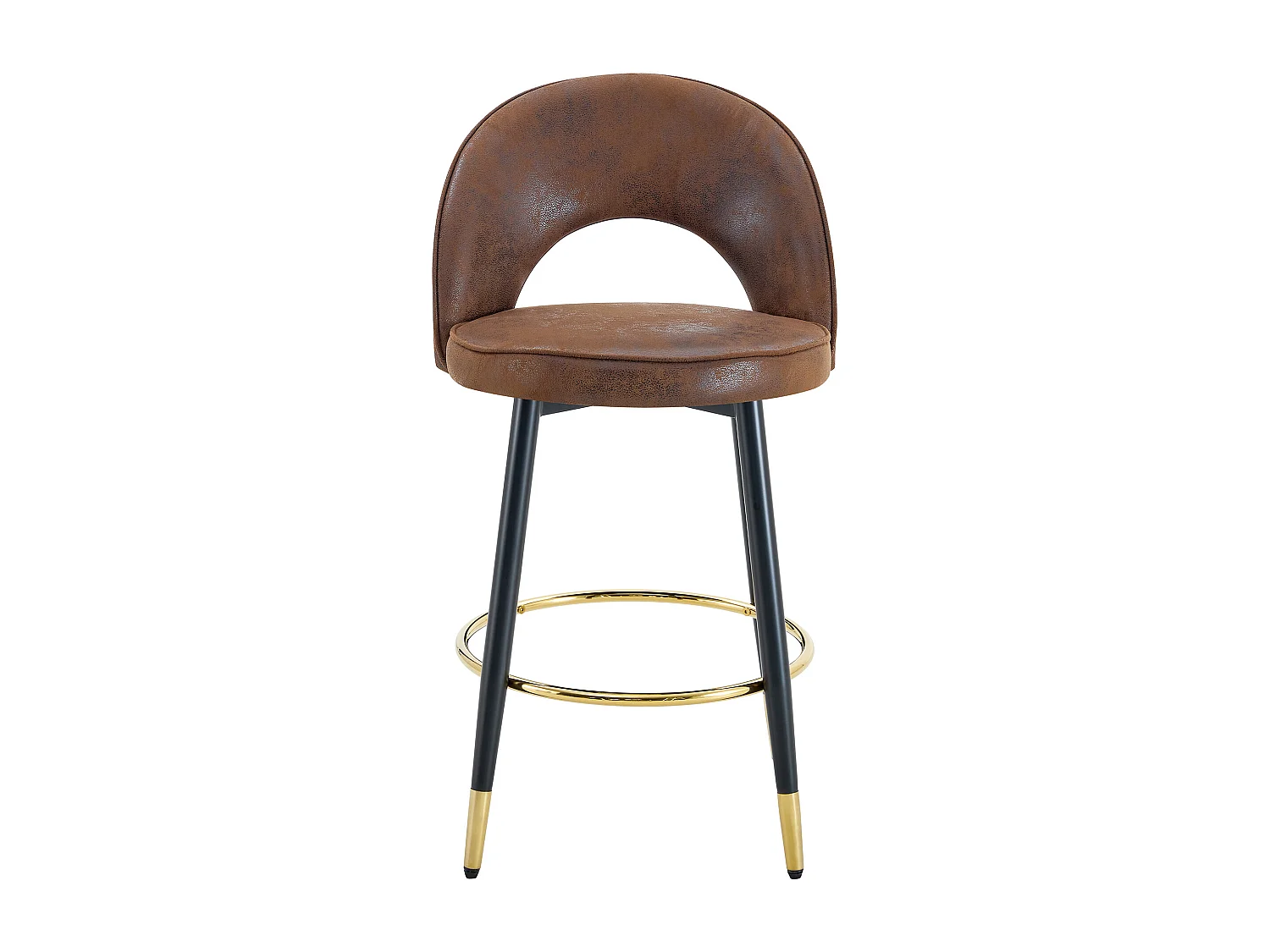 Lot de 2 tabourets de bar pivotant en tissu technique marron - Pieds en métal