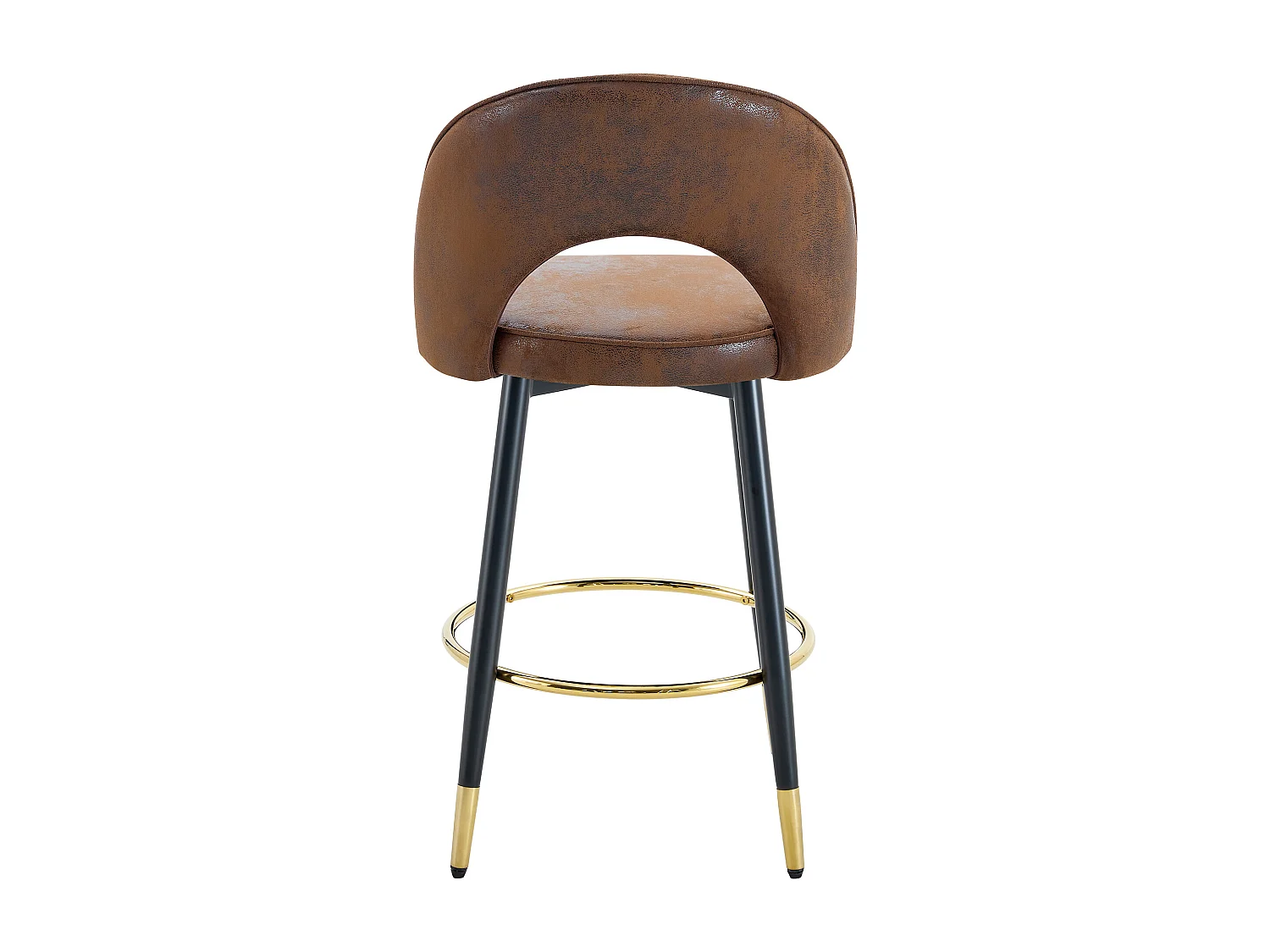 Lot de 2 tabourets de bar pivotant en tissu technique marron - Pieds en métal