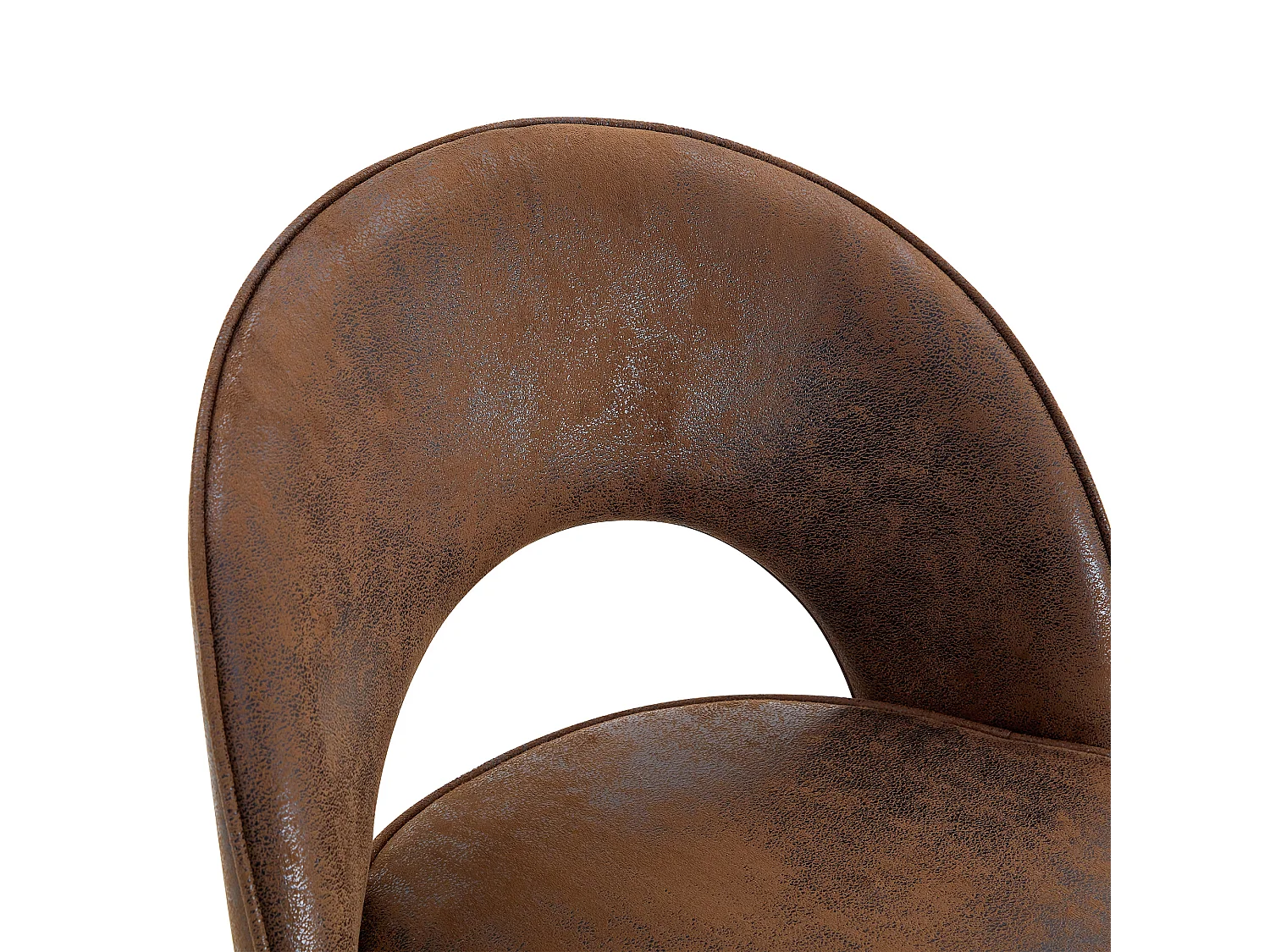 Lot de 2 tabourets de bar pivotant en tissu technique marron - Pieds en métal