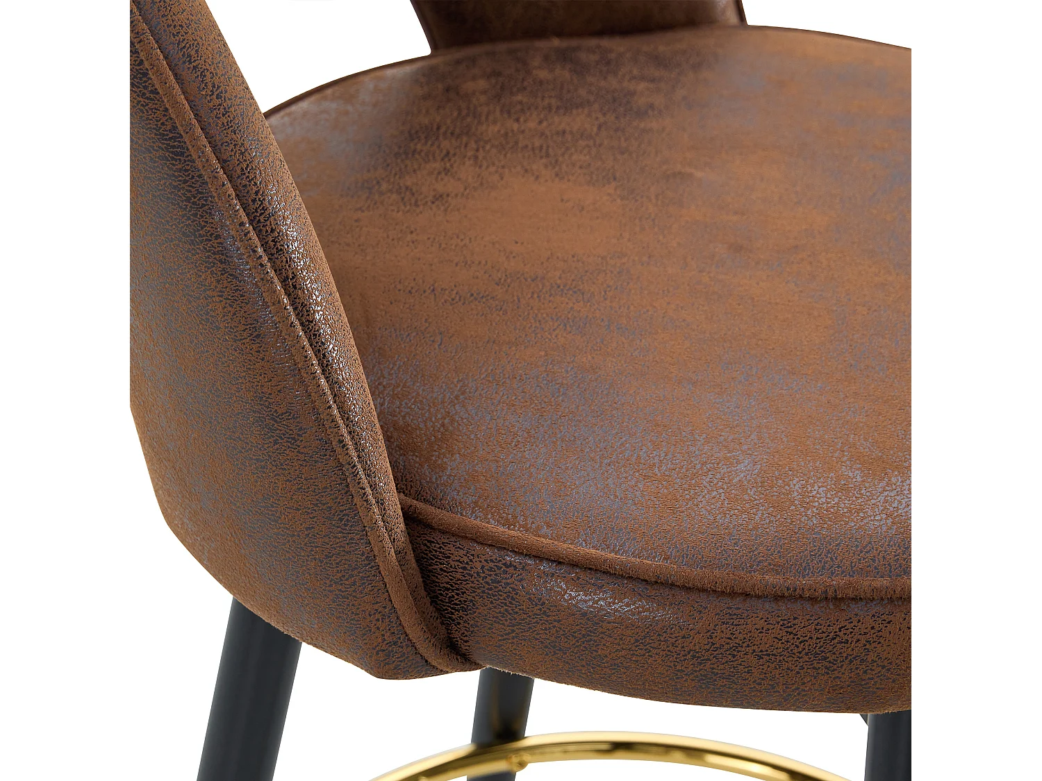 Lot de 2 tabourets de bar pivotant en tissu technique marron - Pieds en métal