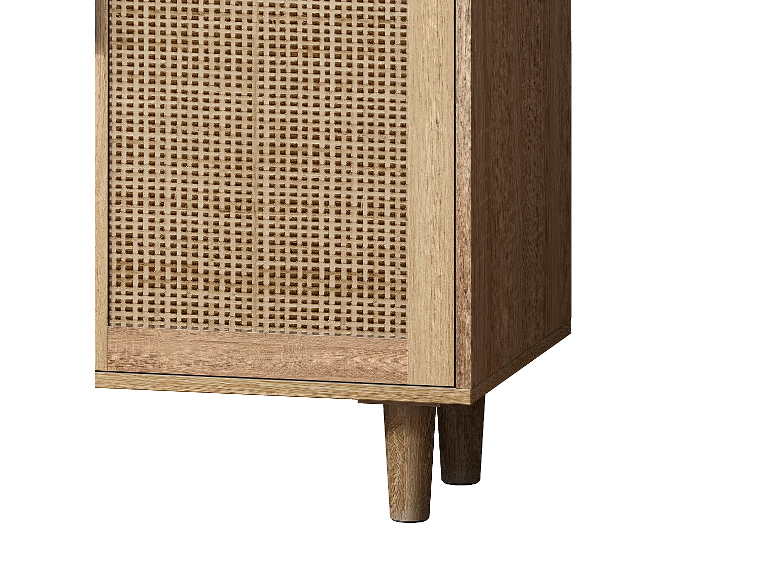 Buffet avec 4 portes en rotin - Bois en PB 158x40x88cm - Naturel clair