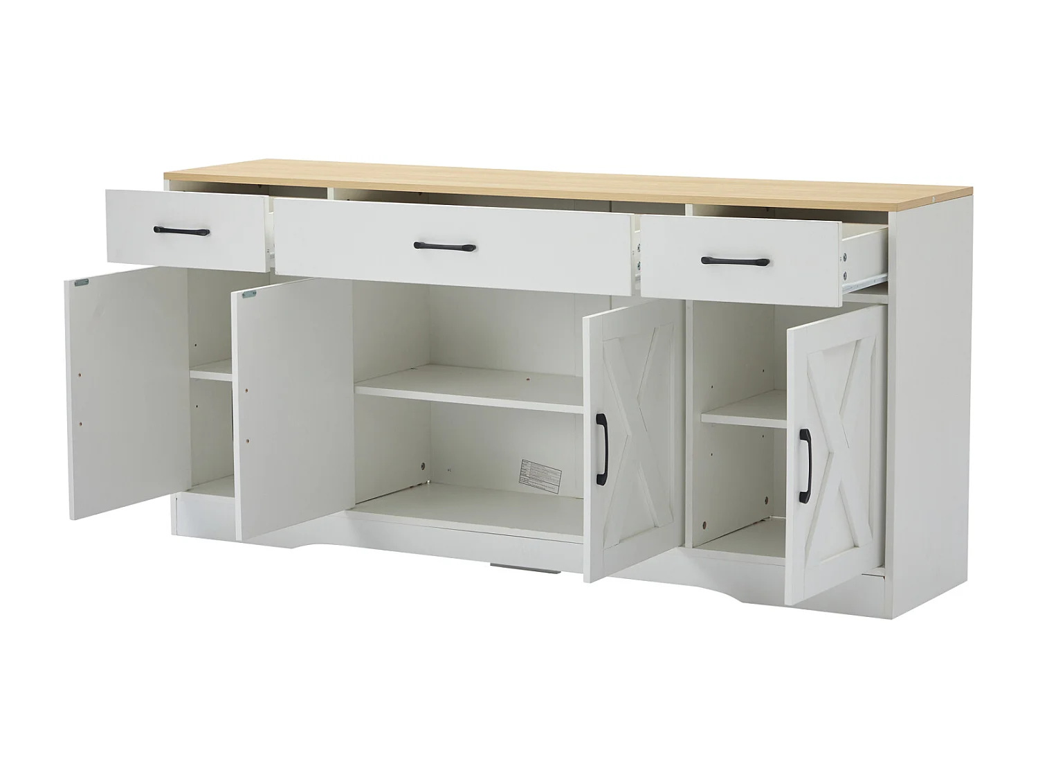 Ensemble Salon Meuble TV + 2 Vitrine LEDs avec porte en acrylique - Blanc