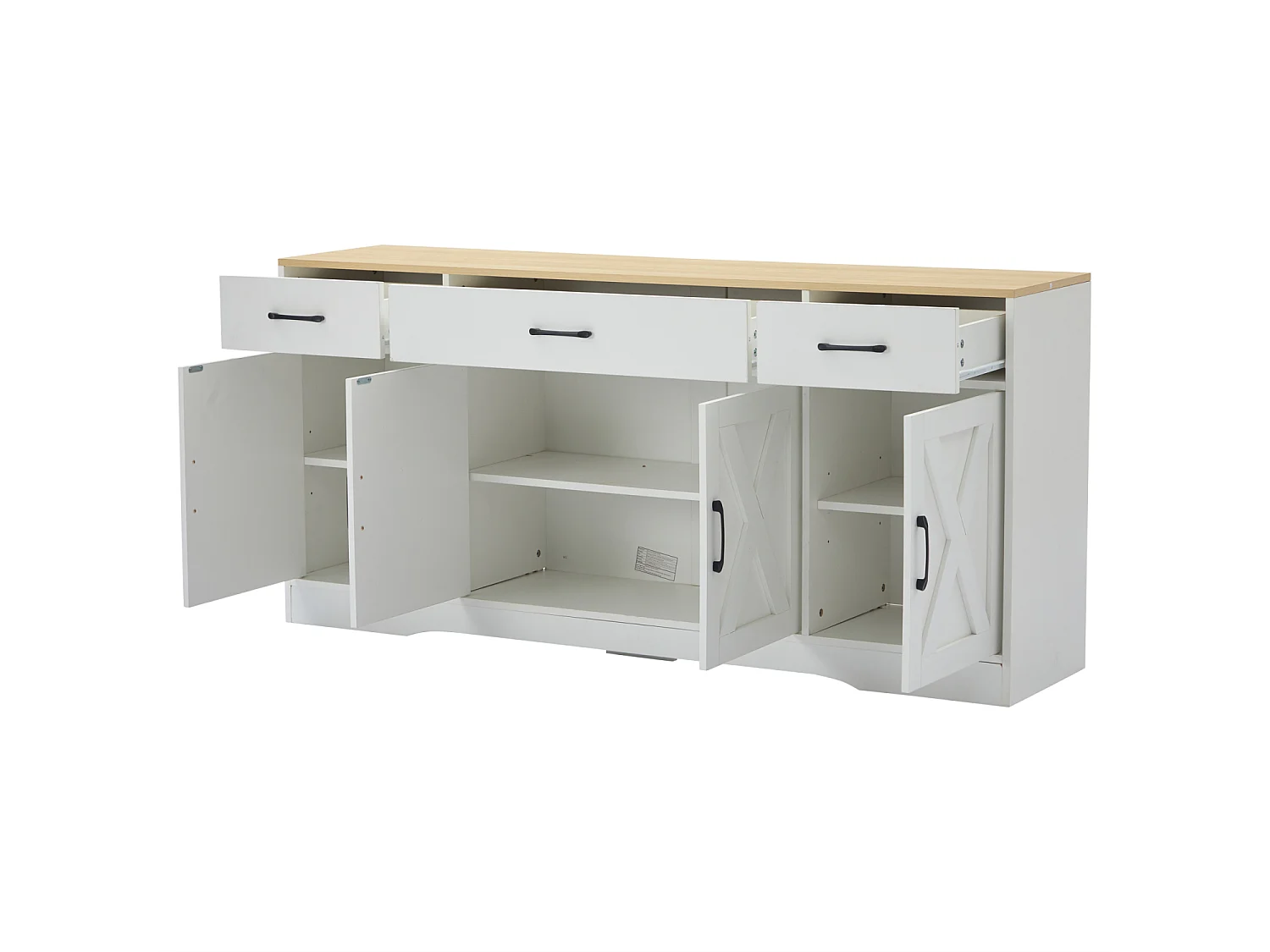 Ensemble Salon Meuble TV + 2 Vitrine LEDs avec porte en acrylique - Blanc