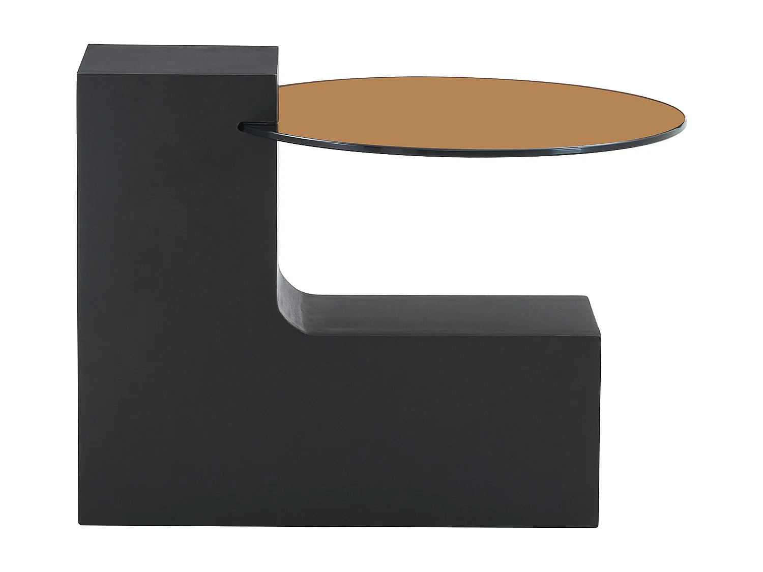 Set van 2 salontafels - Ronde tafels met houtnerfstructuur - MDF-hout + glas - Hout en zwart