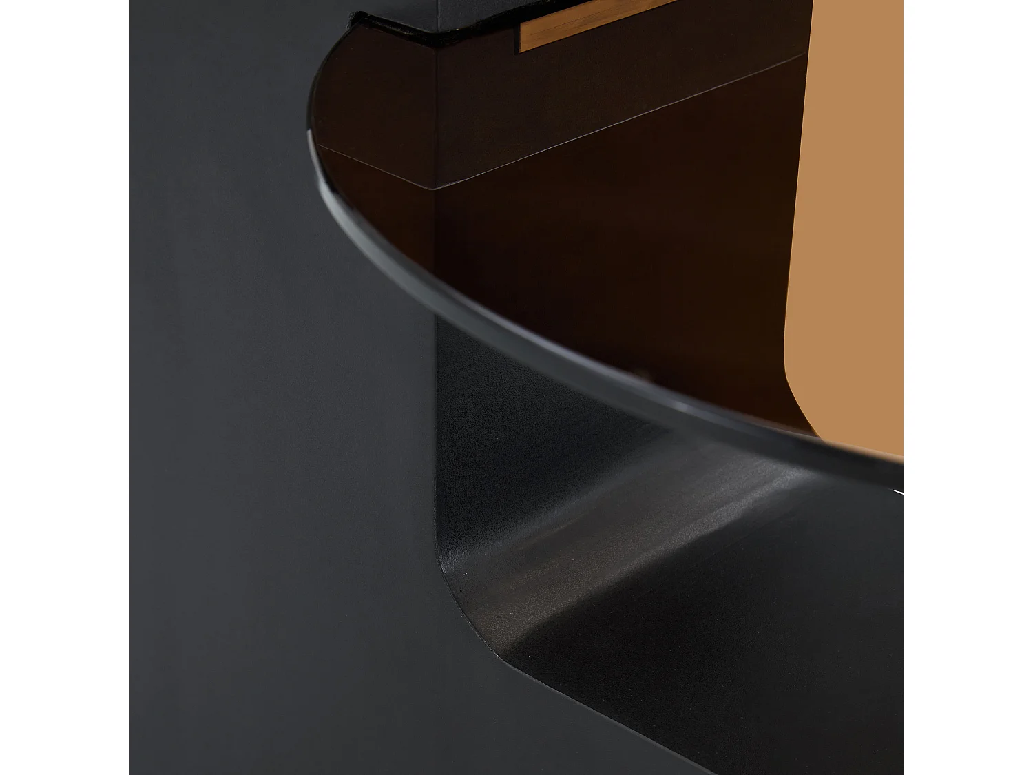 Set van 2 salontafels - Ronde tafels met houtnerfstructuur - MDF-hout + glas - Hout en zwart