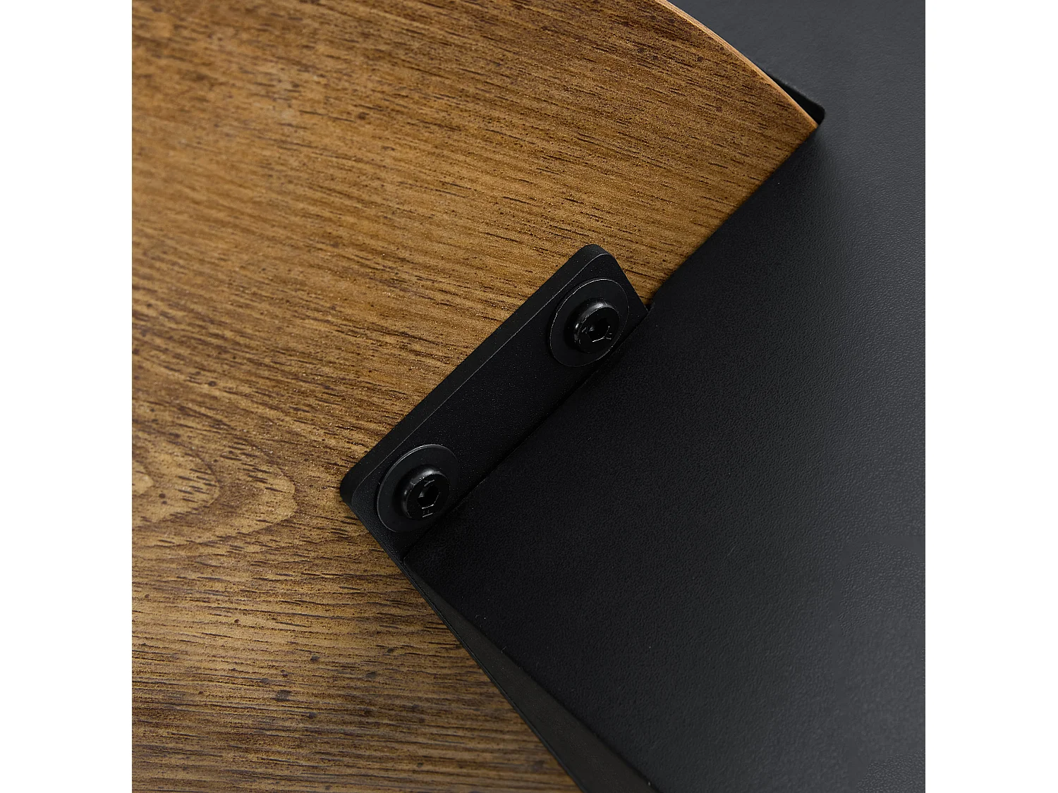 Set van 2 salontafels - Ronde tafels met houtnerfstructuur - MDF-hout + glas - Hout en zwart