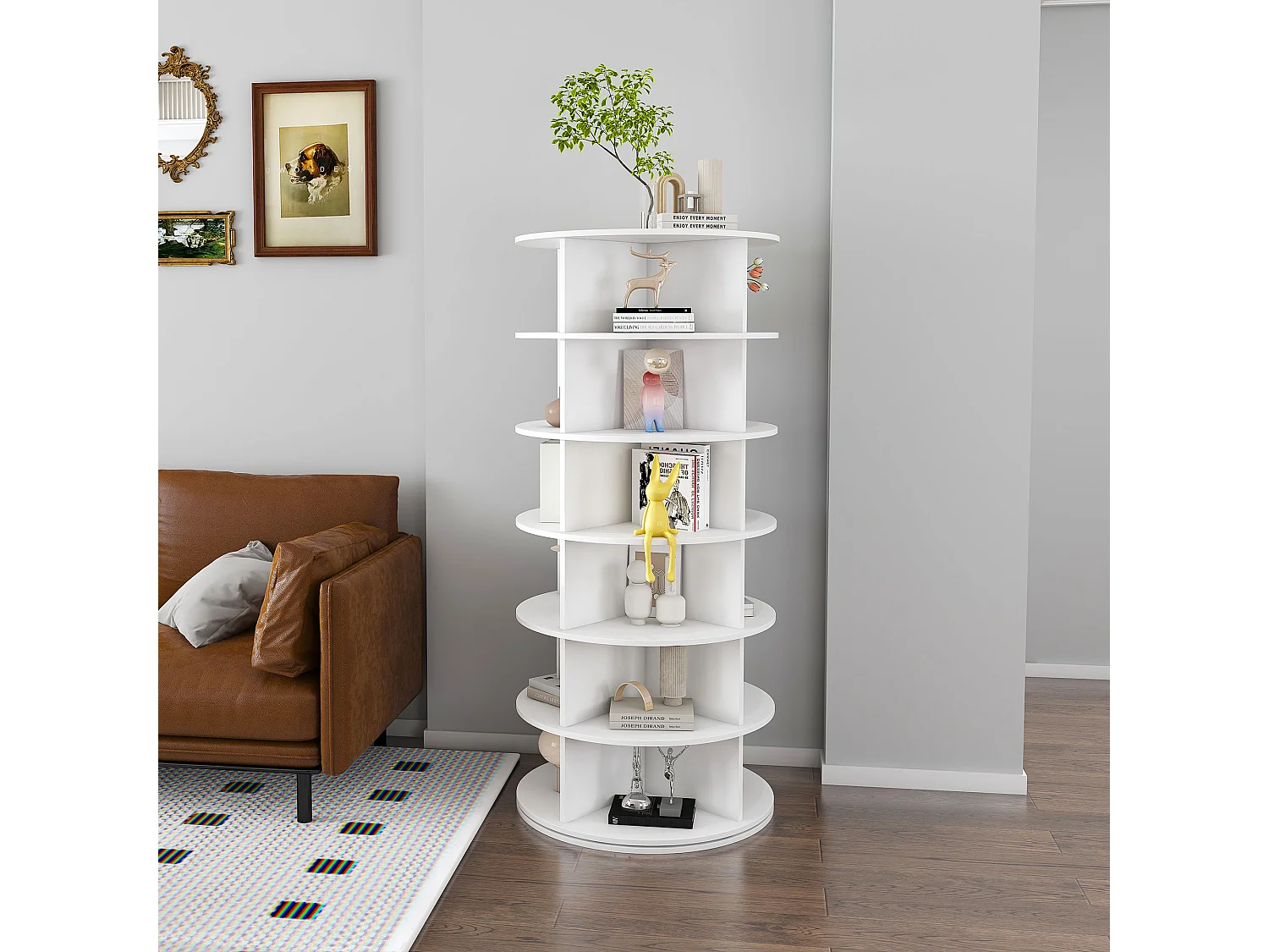 Tour à chaussures pour 24 paires - 6 niveaux - Blanc 60x60x138.5cm