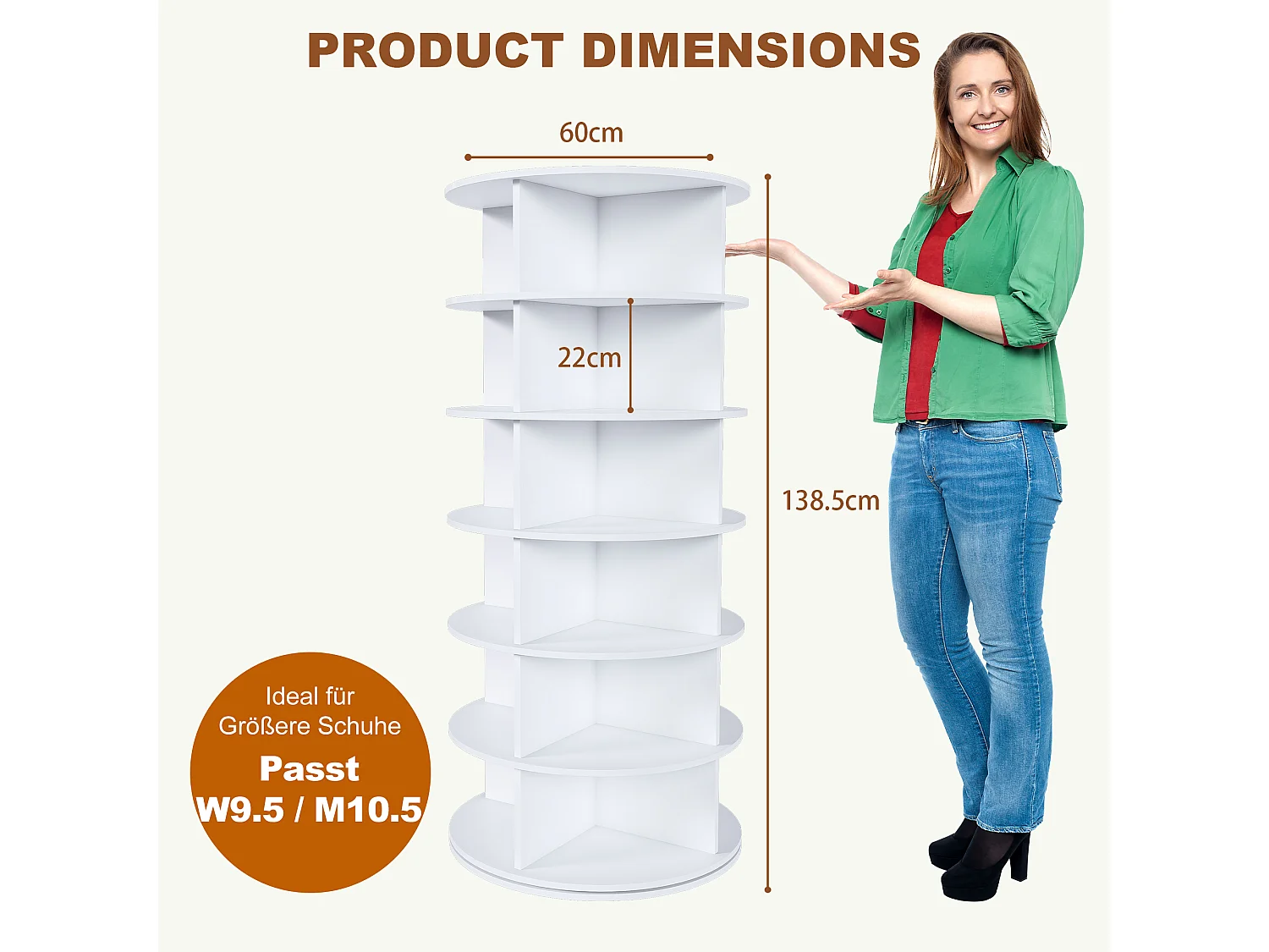 Tour à chaussures pour 24 paires - 6 niveaux - Blanc 60x60x138.5cm