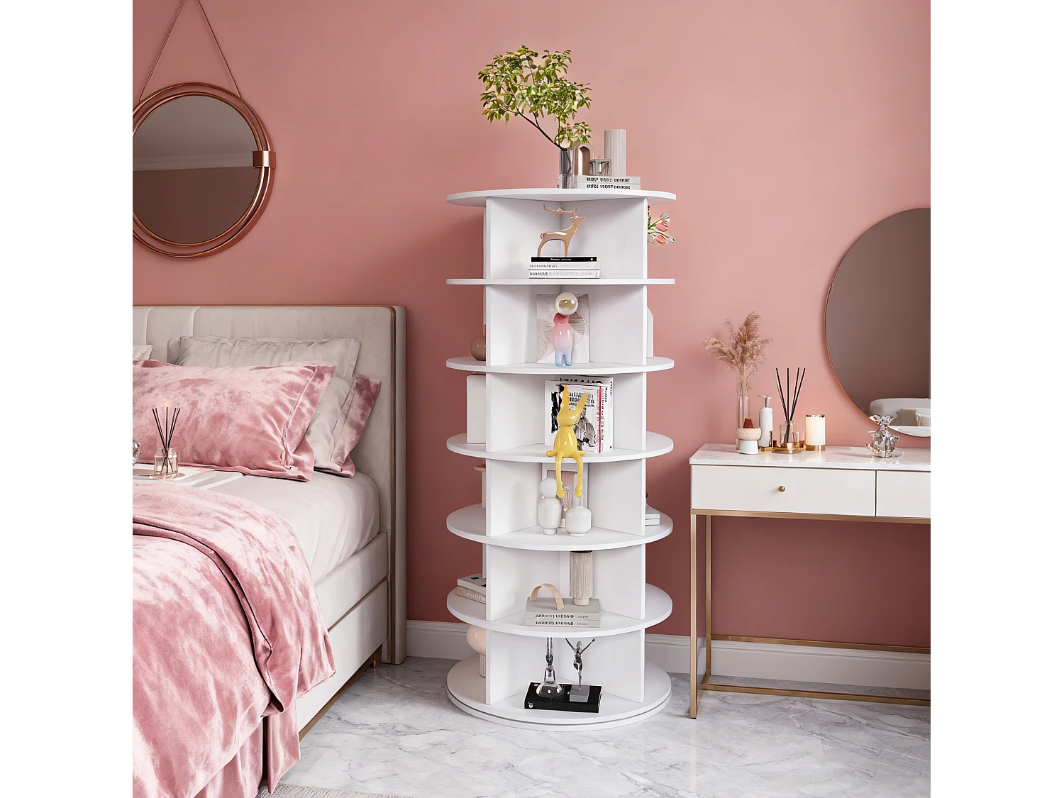 Tour à chaussures pour 24 paires - 6 niveaux - Blanc 60x60x138.5cm