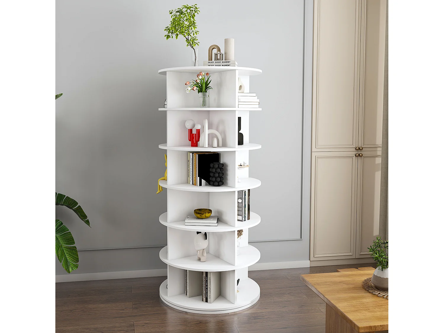 Tour à chaussures pour 24 paires - 6 niveaux - Blanc 60x60x138.5cm