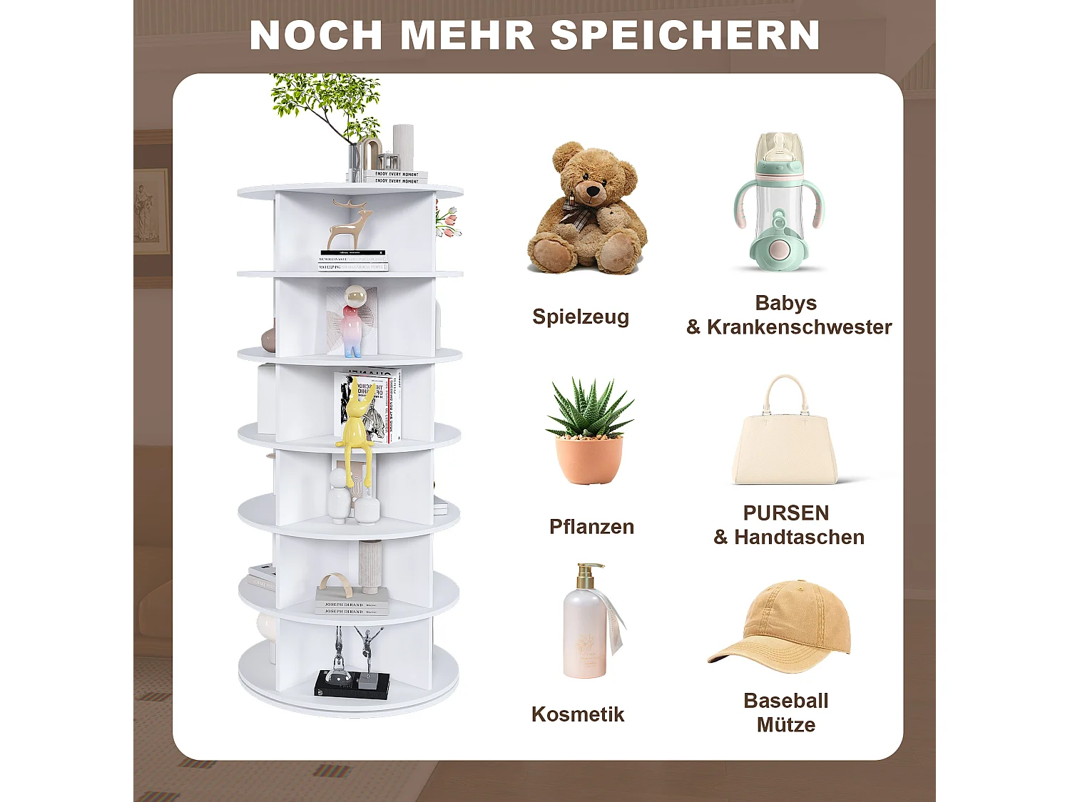 Tour à chaussures pour 24 paires - 6 niveaux - Blanc 60x60x138.5cm