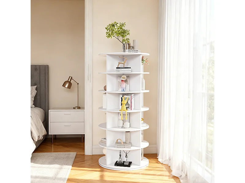 Tour à chaussures pour 24 paires - 6 niveaux - Blanc 60x60x138.5cm