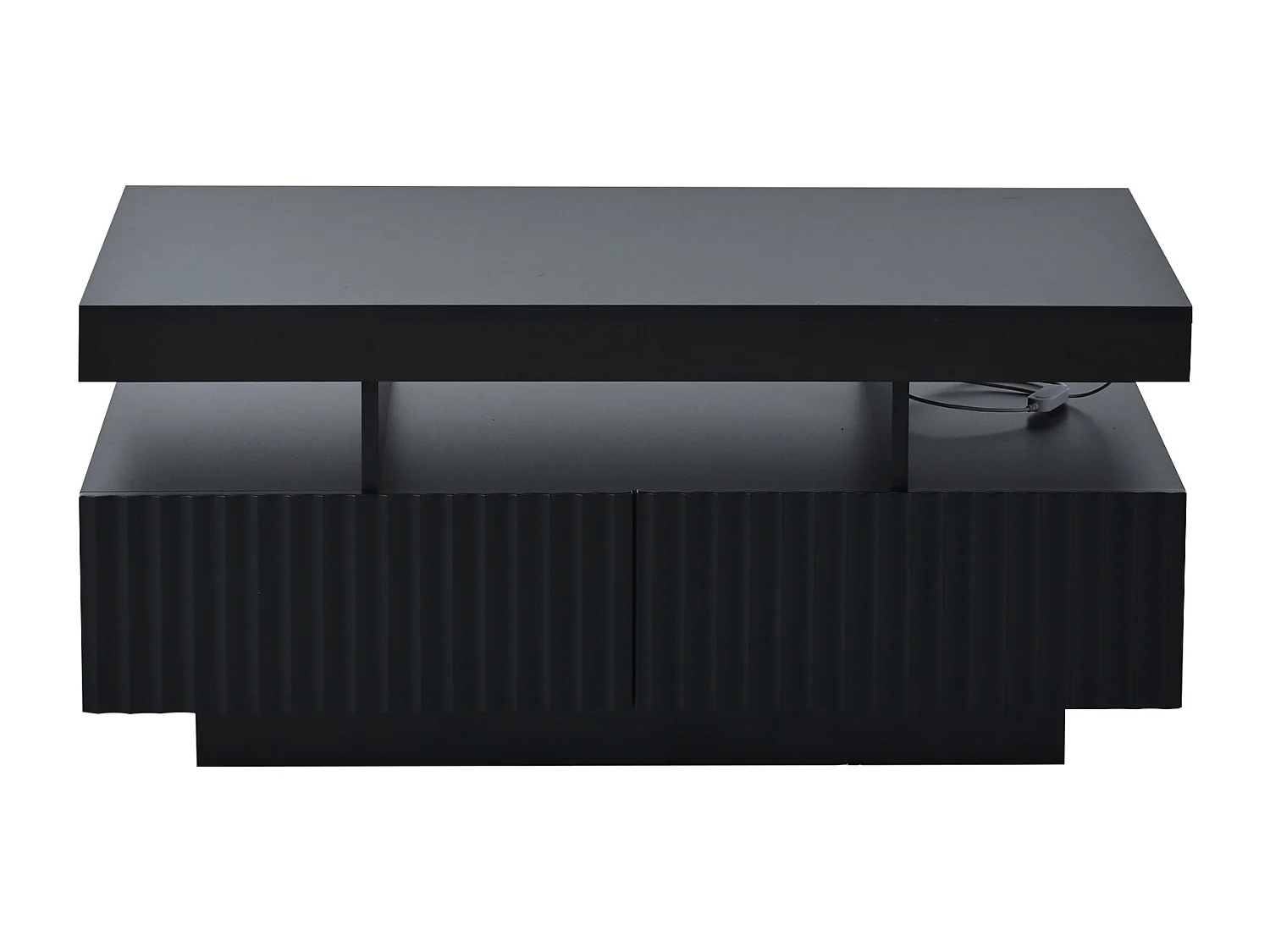 Table basse 100 x 50 x 45 cm avec 2 tiroirs et LED - Noir