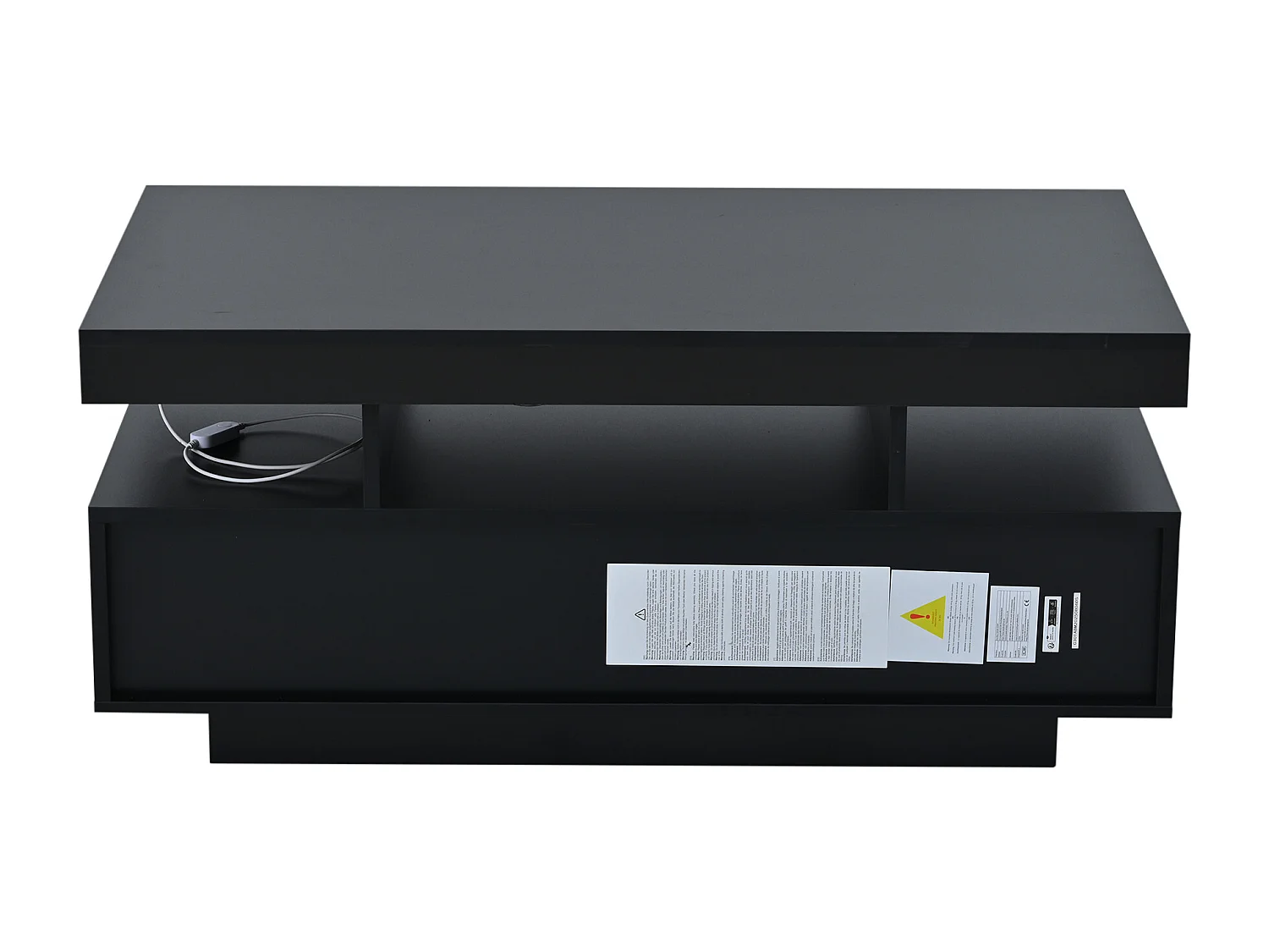 Table basse 100 x 50 x 45 cm avec 2 tiroirs et LED - Noir