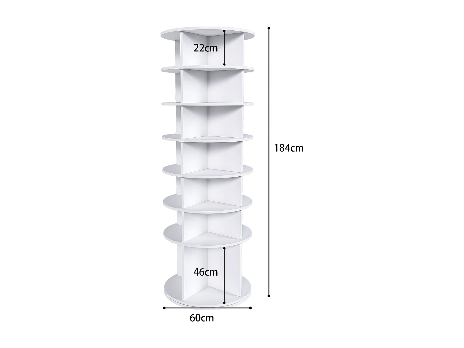 Tour à chaussures rotative avec 7 niveaux - Pour 28 paires - Blanc
