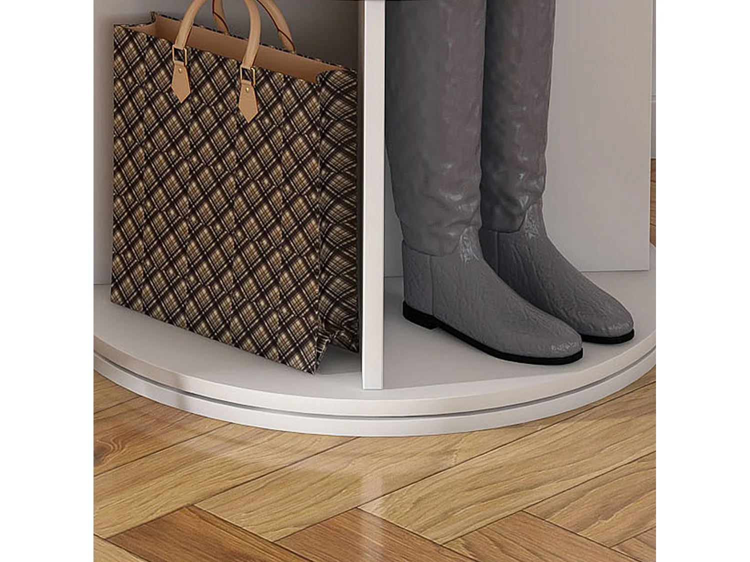 Tour à chaussures rotative avec 7 niveaux - Pour 28 paires - Blanc