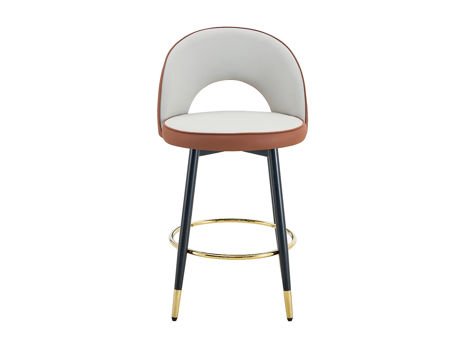 Set di 2 sgabelli da bar girevoli in similpelle PU - Cuscini di seduta grigio chiaro e marrone