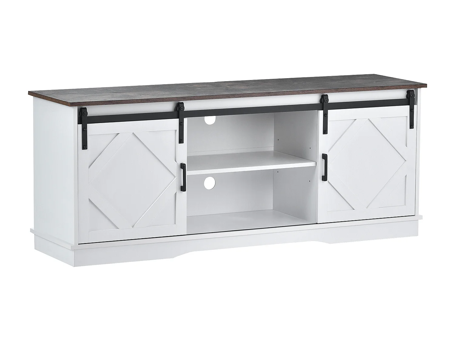 Mobile porta TV con 2 ante scorrevoli - Ripiani regolabili 150 x 40 x 60 cm - Bianco