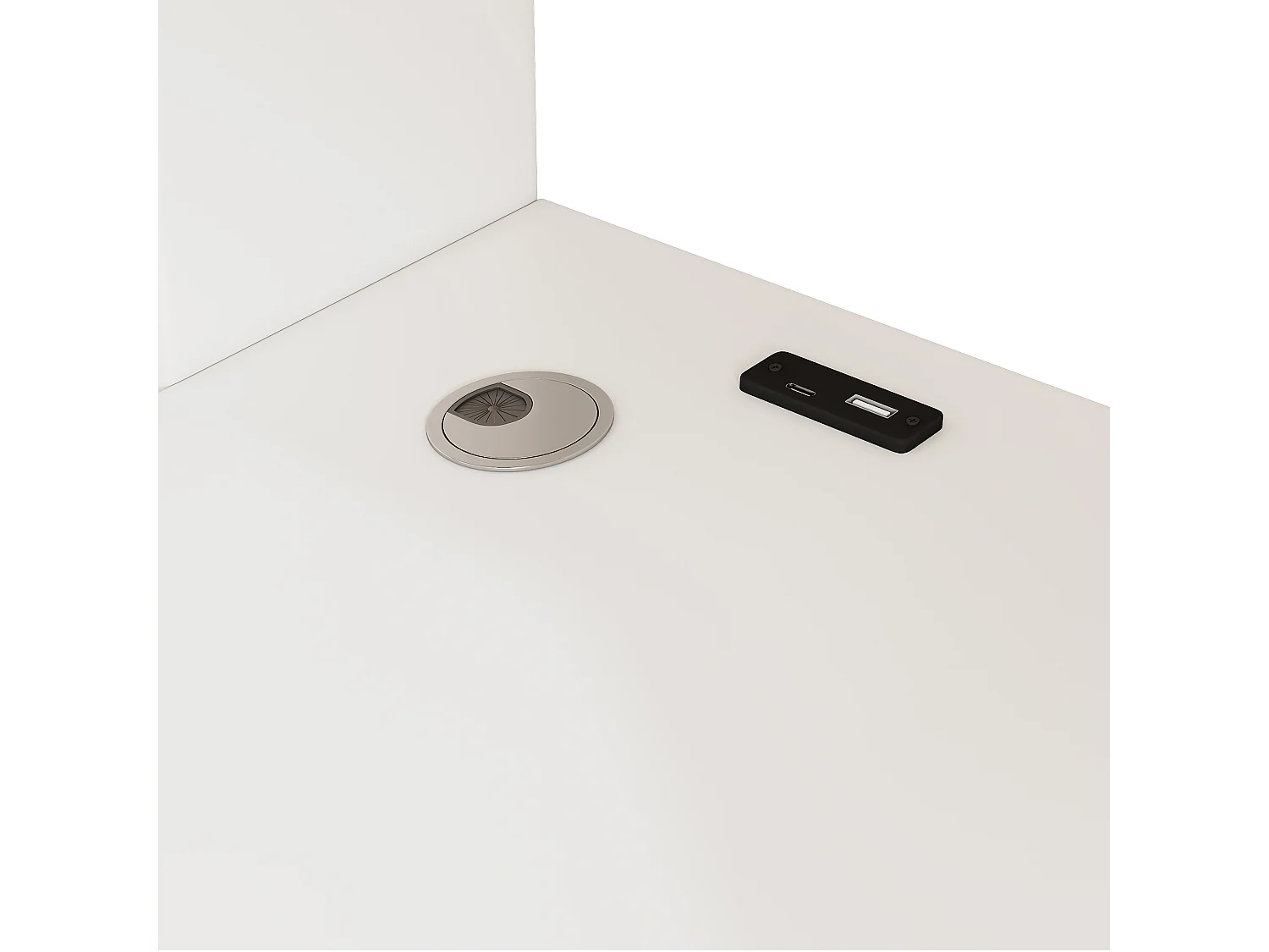 Cama alta de 90x200 cm con escritorio en L, 3 cajones y puerto USB/Tipo C - Blanco