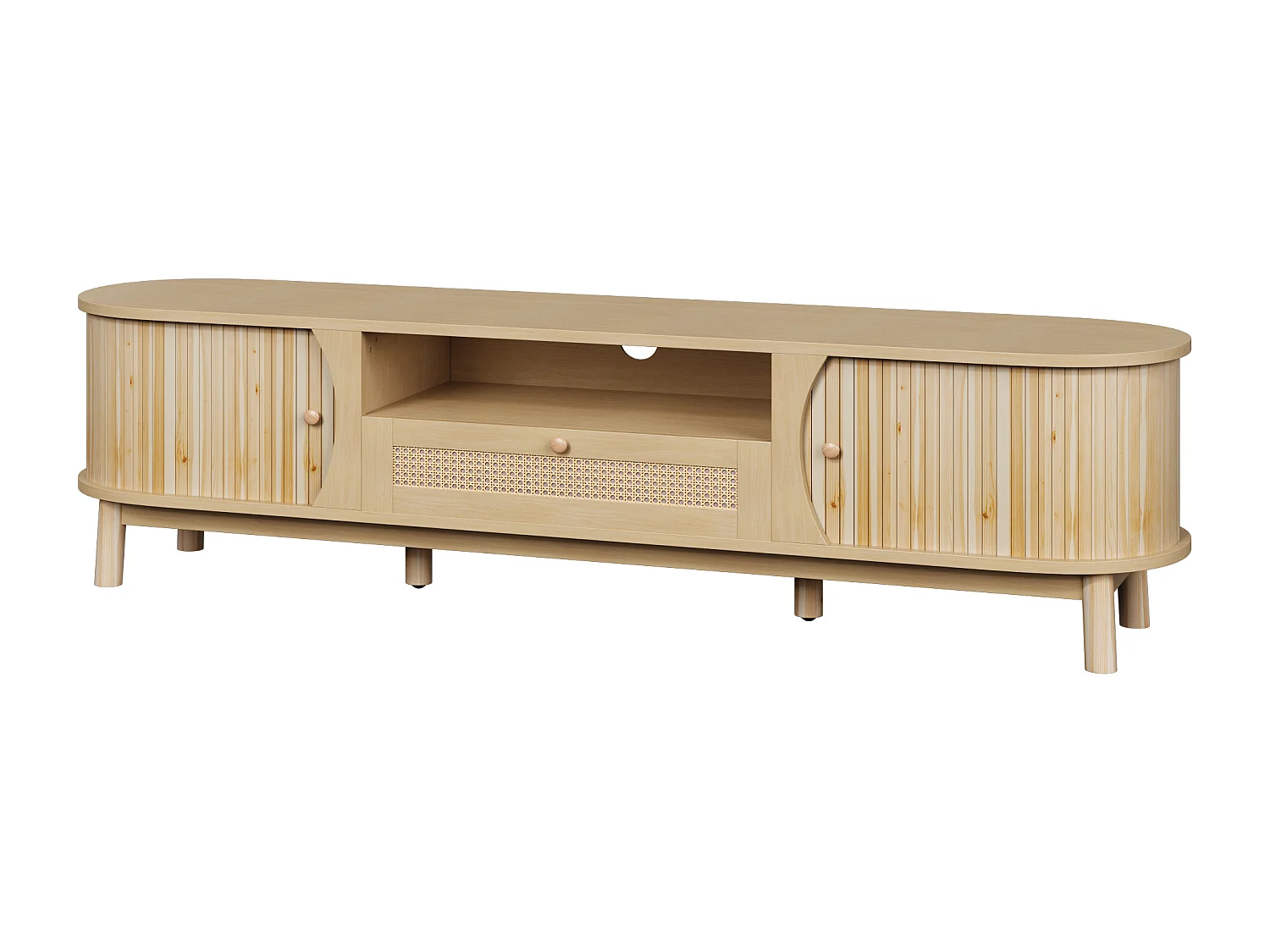 TV-meubel met 2 deuren en een lade, 165x37x46 cm - Licht naturel