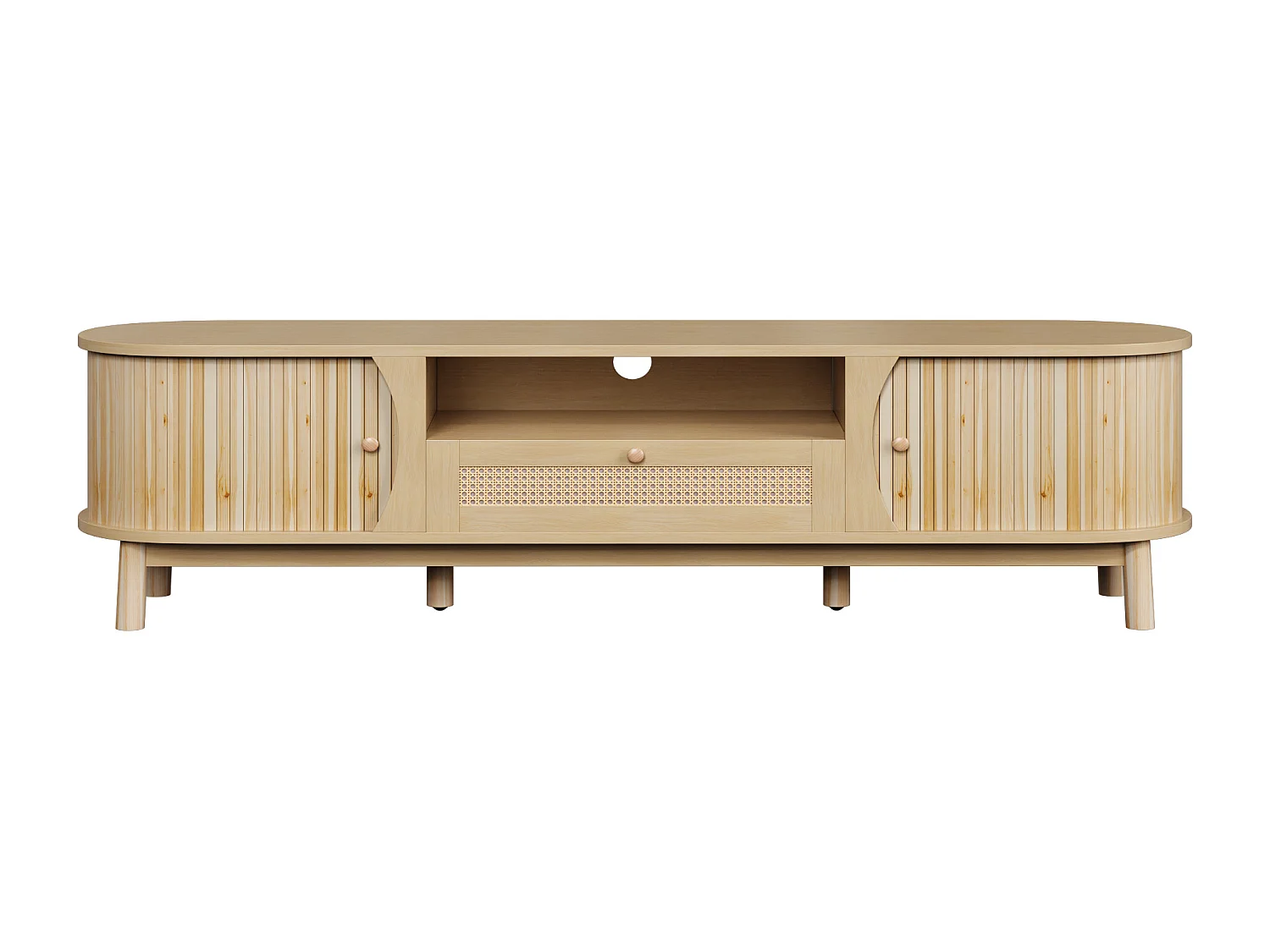 TV-meubel met 2 deuren en een lade, 165x37x46 cm - Licht naturel