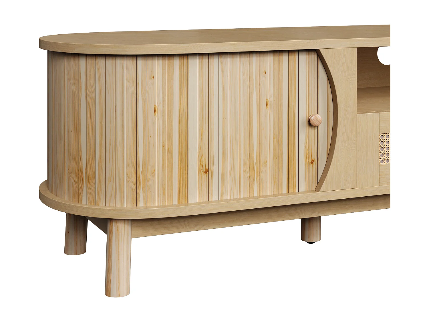 TV-meubel met 2 deuren en een lade, 165x37x46 cm - Licht naturel