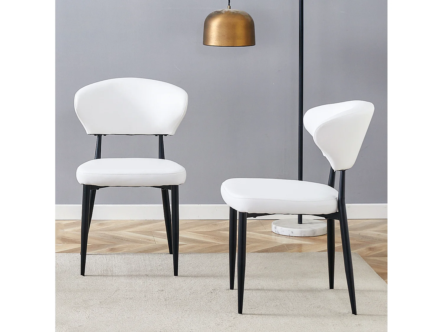 Set di 2 sedie in PU bianco con schienale curvo - Design minimalista