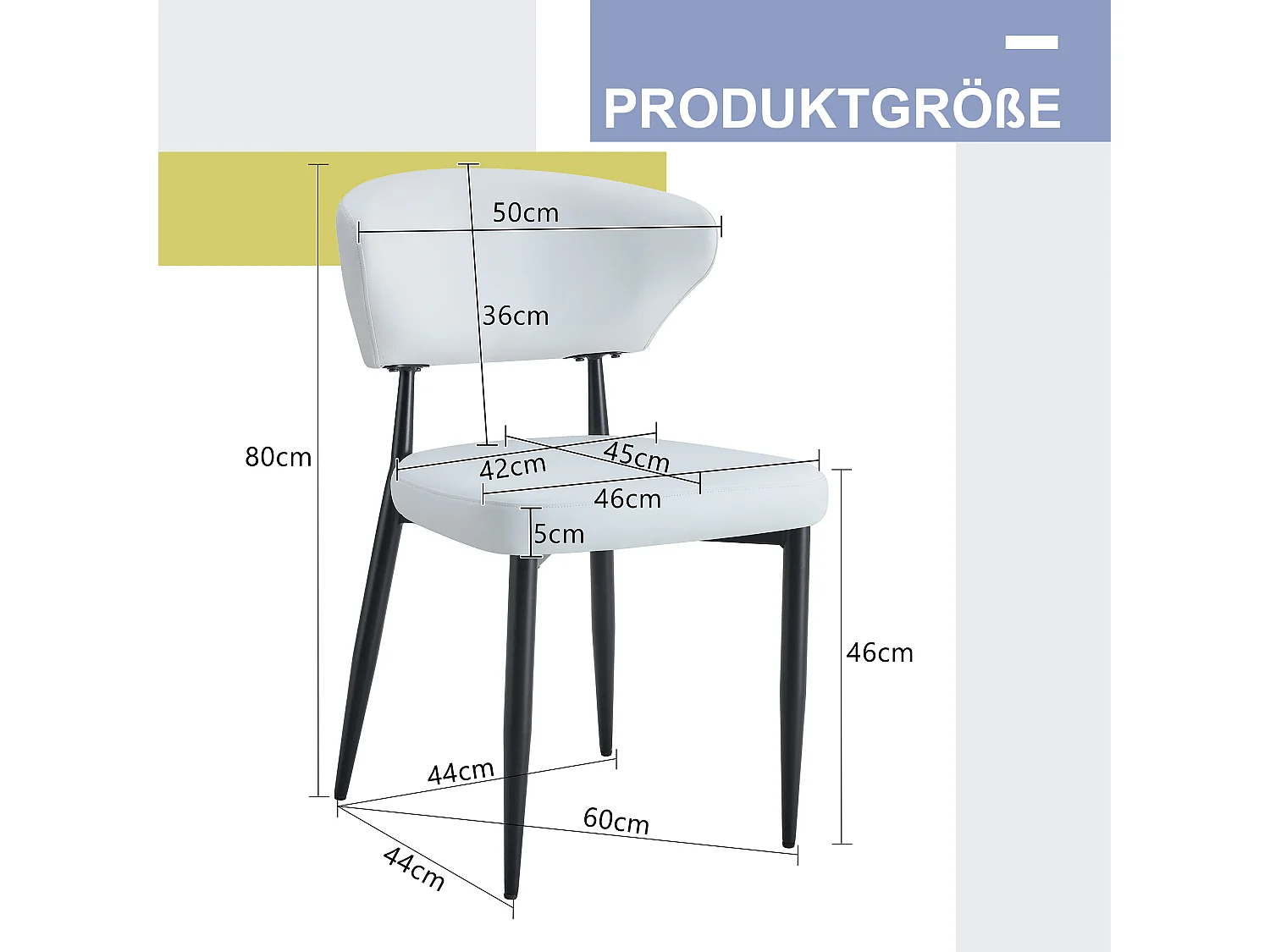 Set di 2 sedie in PU bianco con schienale curvo - Design minimalista