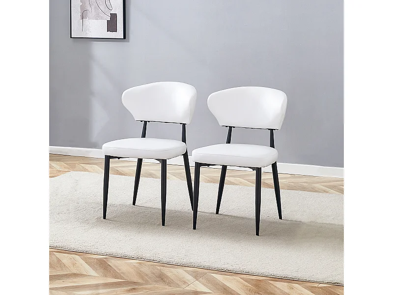 Set van 2 witte PU-stoelen met gebogen rugleuning - Minimalistisch design