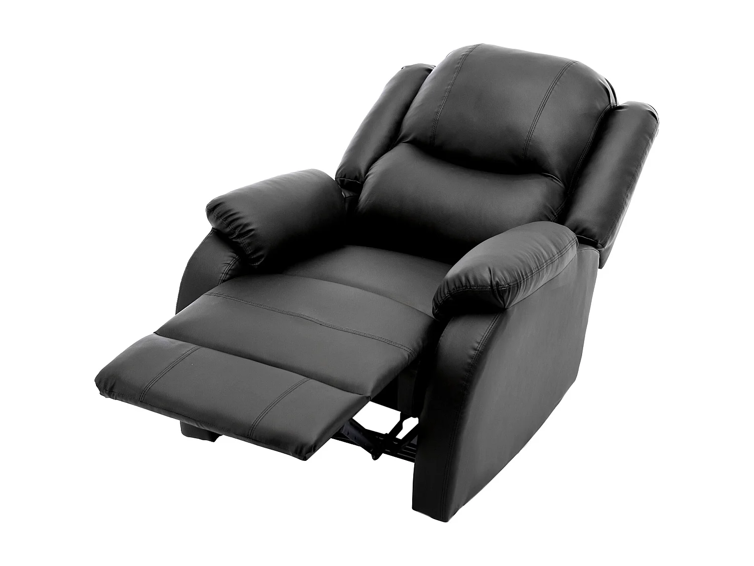 Fauteuil d'appoint en simili cuir PU noir - Avec poches latérales et pédales
