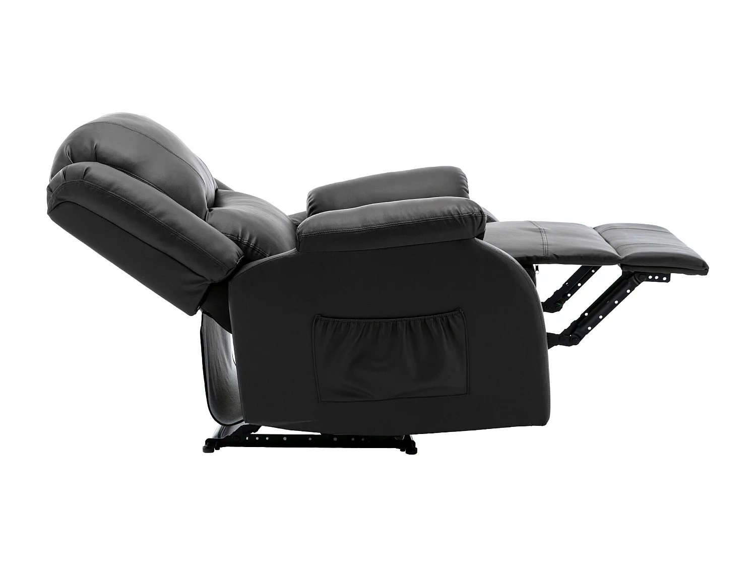 Fauteuil d'appoint en simili cuir PU noir - Avec poches latérales et pédales