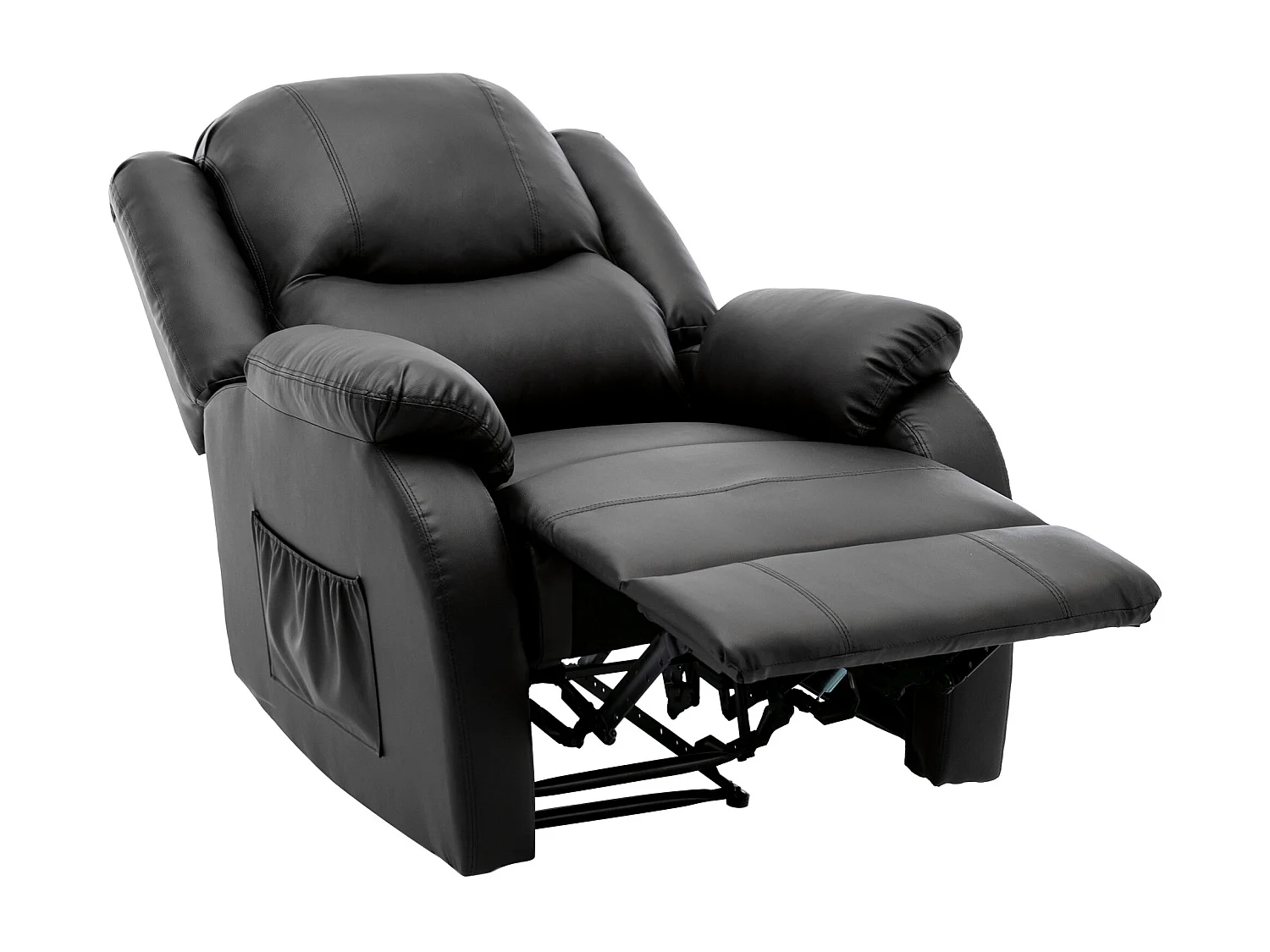 Fauteuil d'appoint en simili cuir PU noir - Avec poches latérales et pédales
