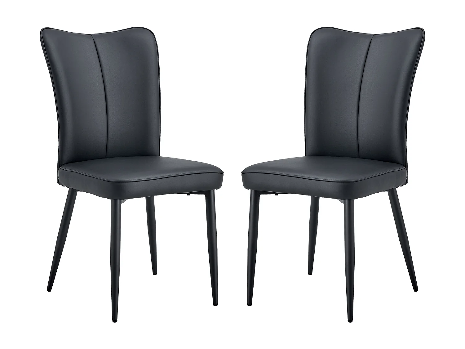 Set di 2 sedie in PU nero con schienale da 48 cm - Gambe in metallo