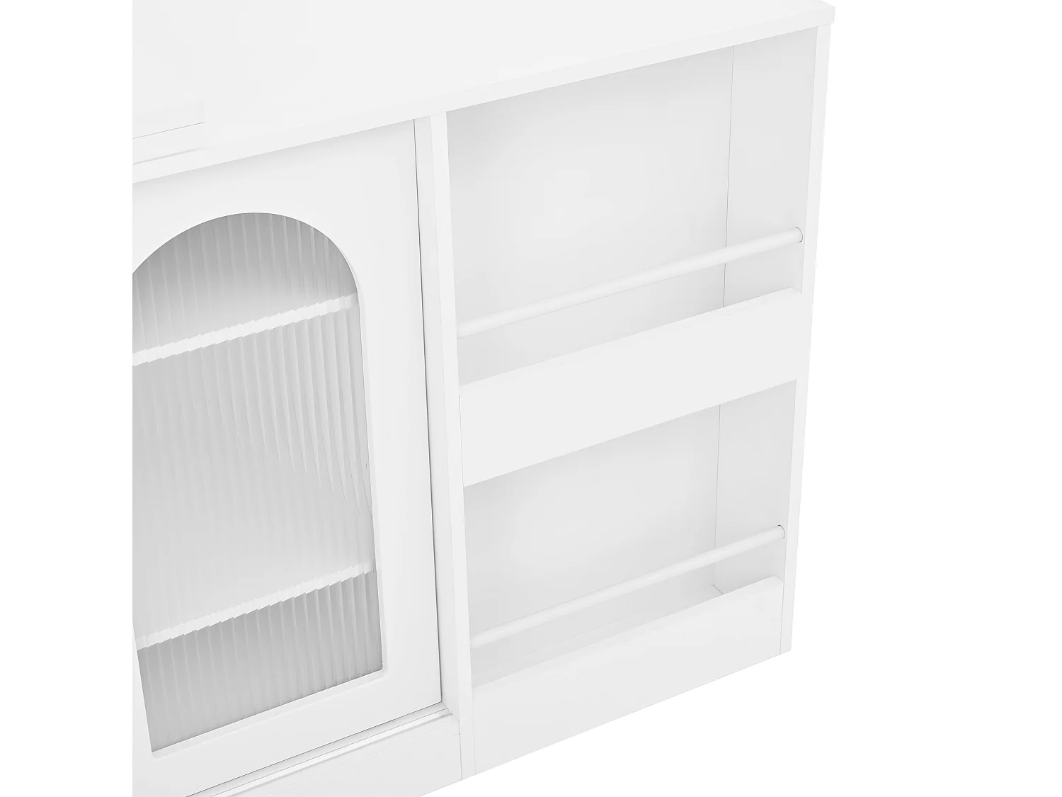 Meuble de bar pivotante avec 2 portes vitrée - Plateau réversible - Blanc