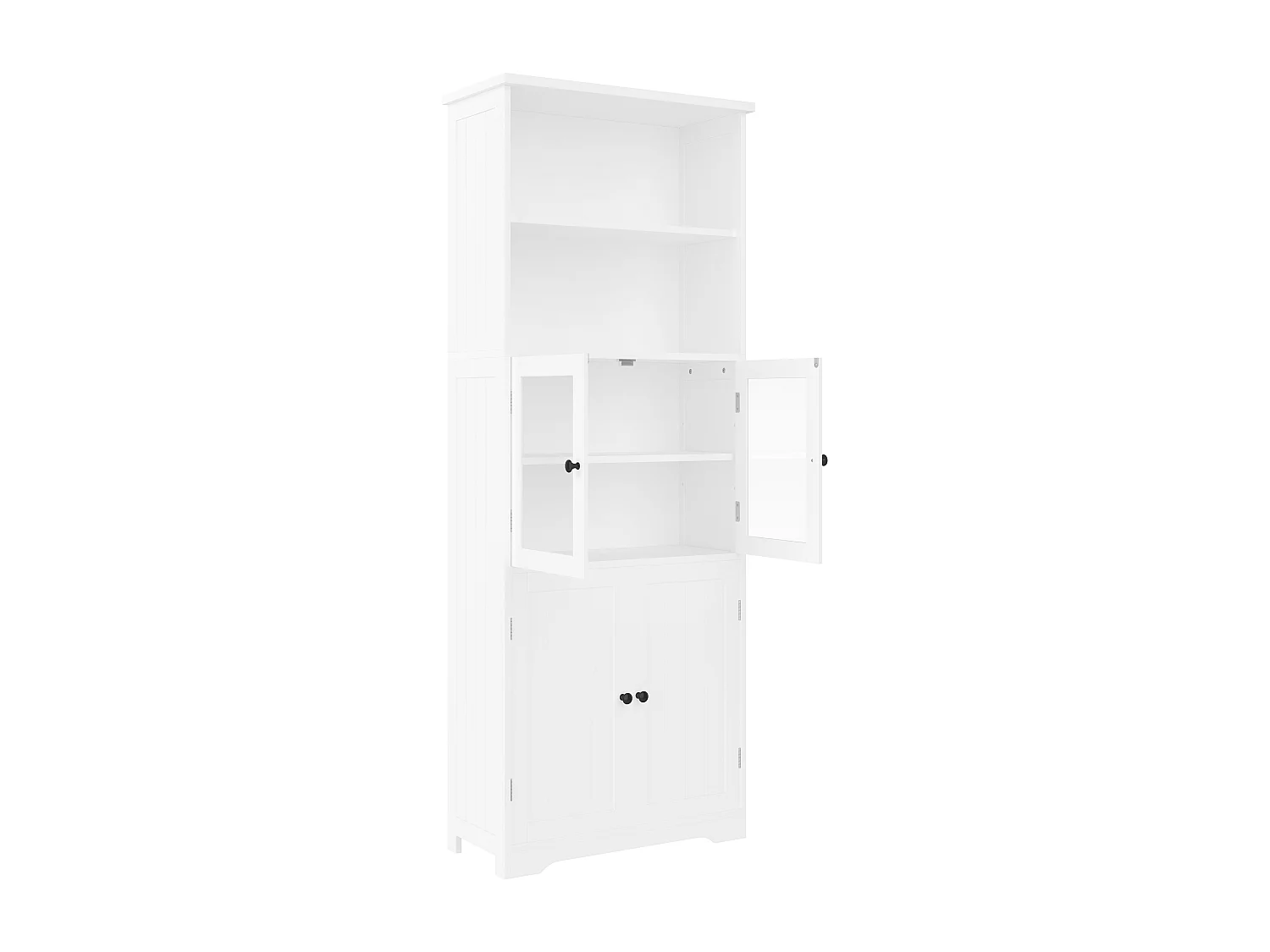 Armário alto para casa de banho com 4 portas - Madeira MDF - Branco