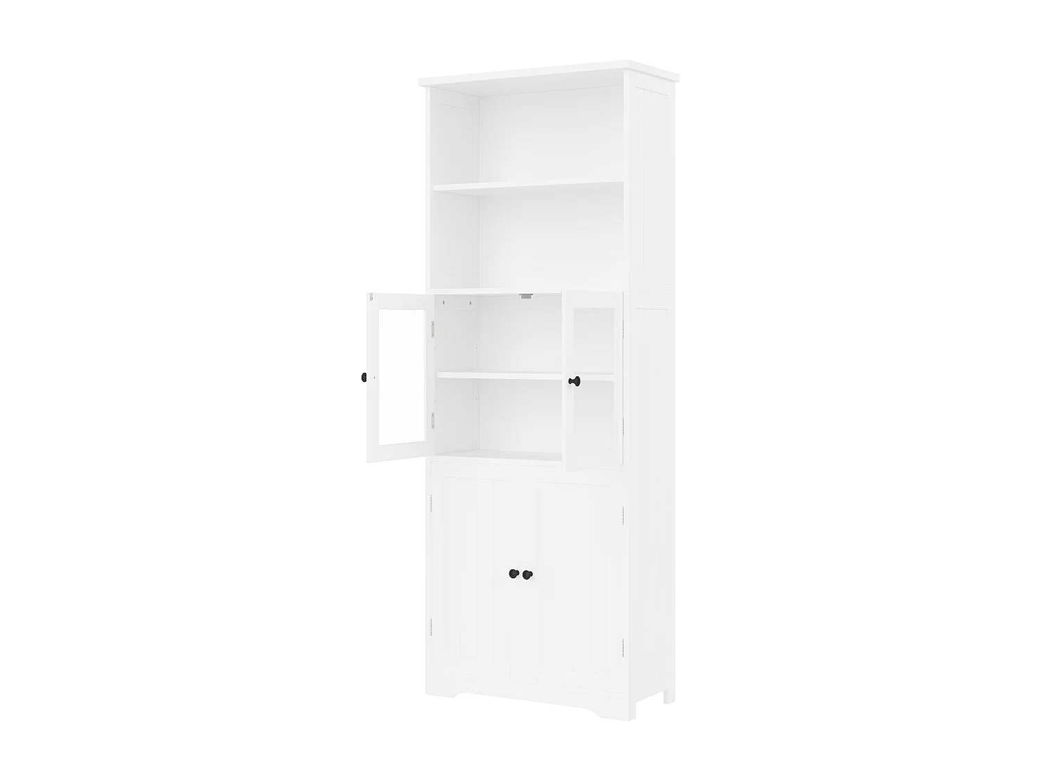Armário alto para casa de banho com 4 portas - Madeira MDF - Branco