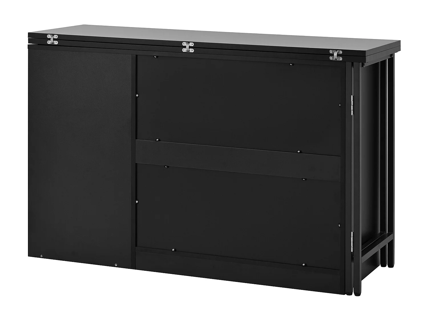 Meuble de bar pivotante avec 2 portes vitrée - Plateau réversible - Noir