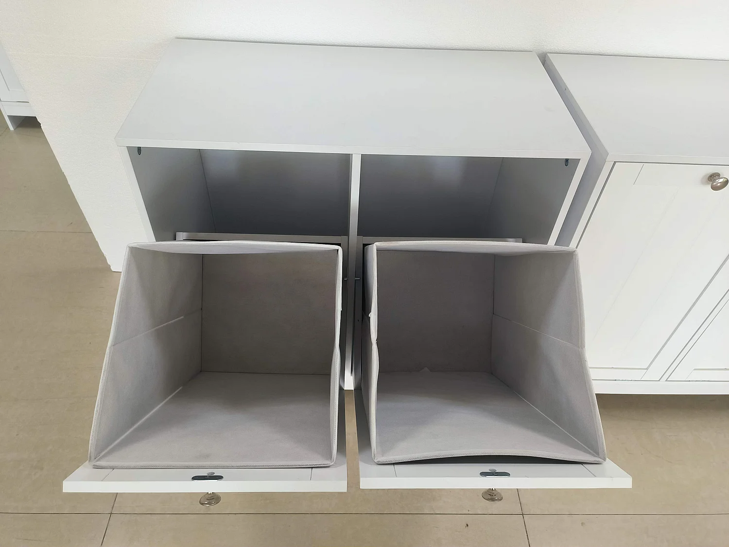 Kantelbare wasmand met uitneembare bak - MDF-hout - Wit