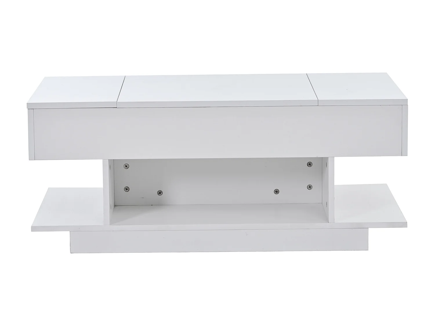 Mesa de centro elevable con almacenaje e iluminación LED - Lacado blanco brillante