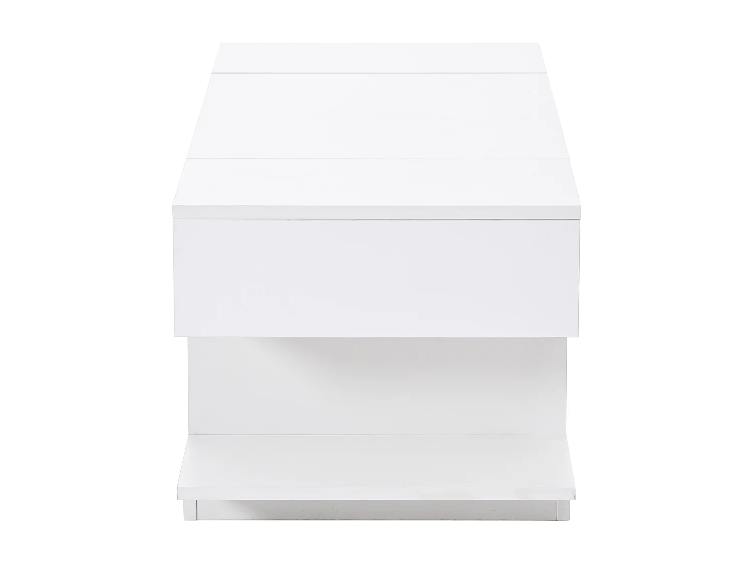 Mesa de centro elevable con almacenaje e iluminación LED - Lacado blanco brillante