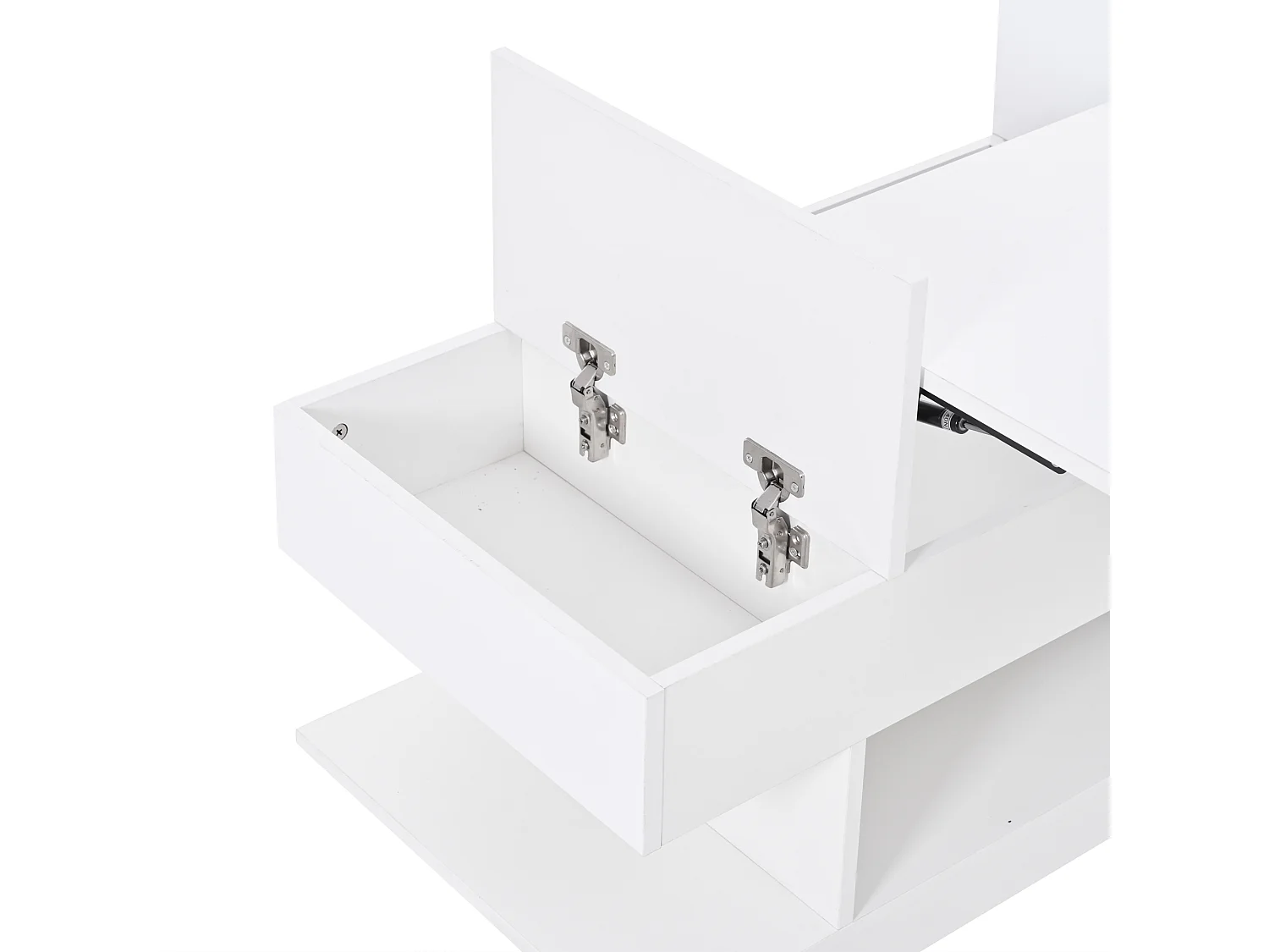 Mesa de centro elevable con almacenaje e iluminación LED - Lacado blanco brillante