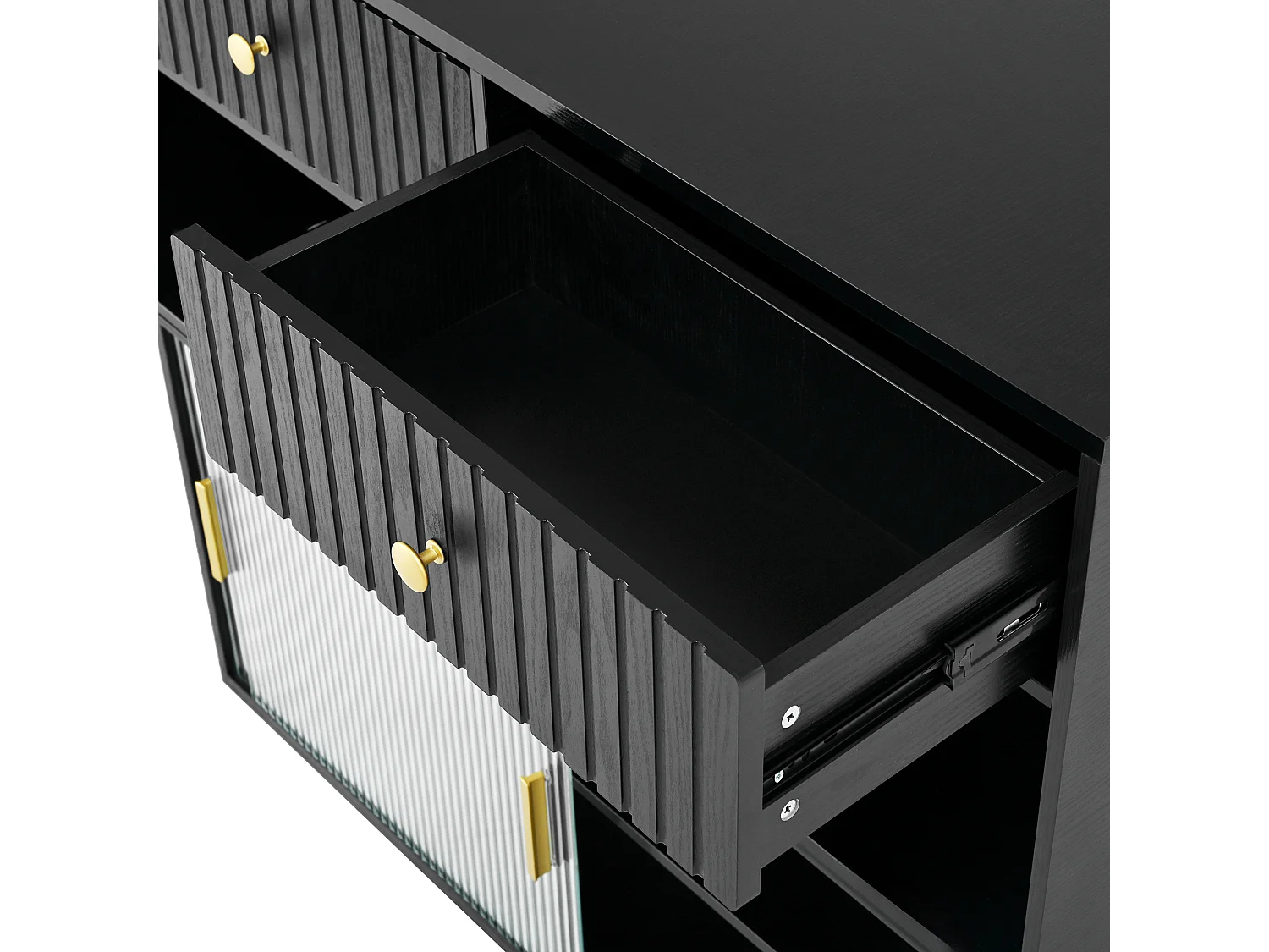 Meuble de bar pivotante avec prises, LED et panneau perforé - Noir