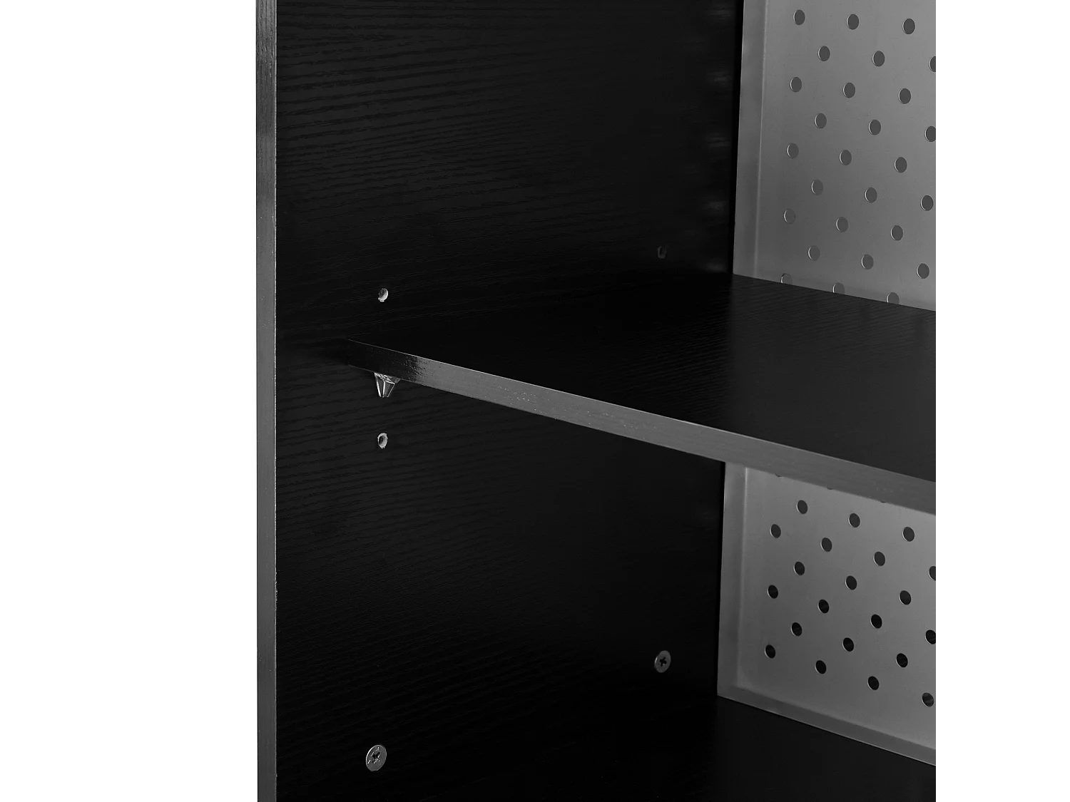 Meuble de bar pivotante avec prises, LED et panneau perforé - Noir