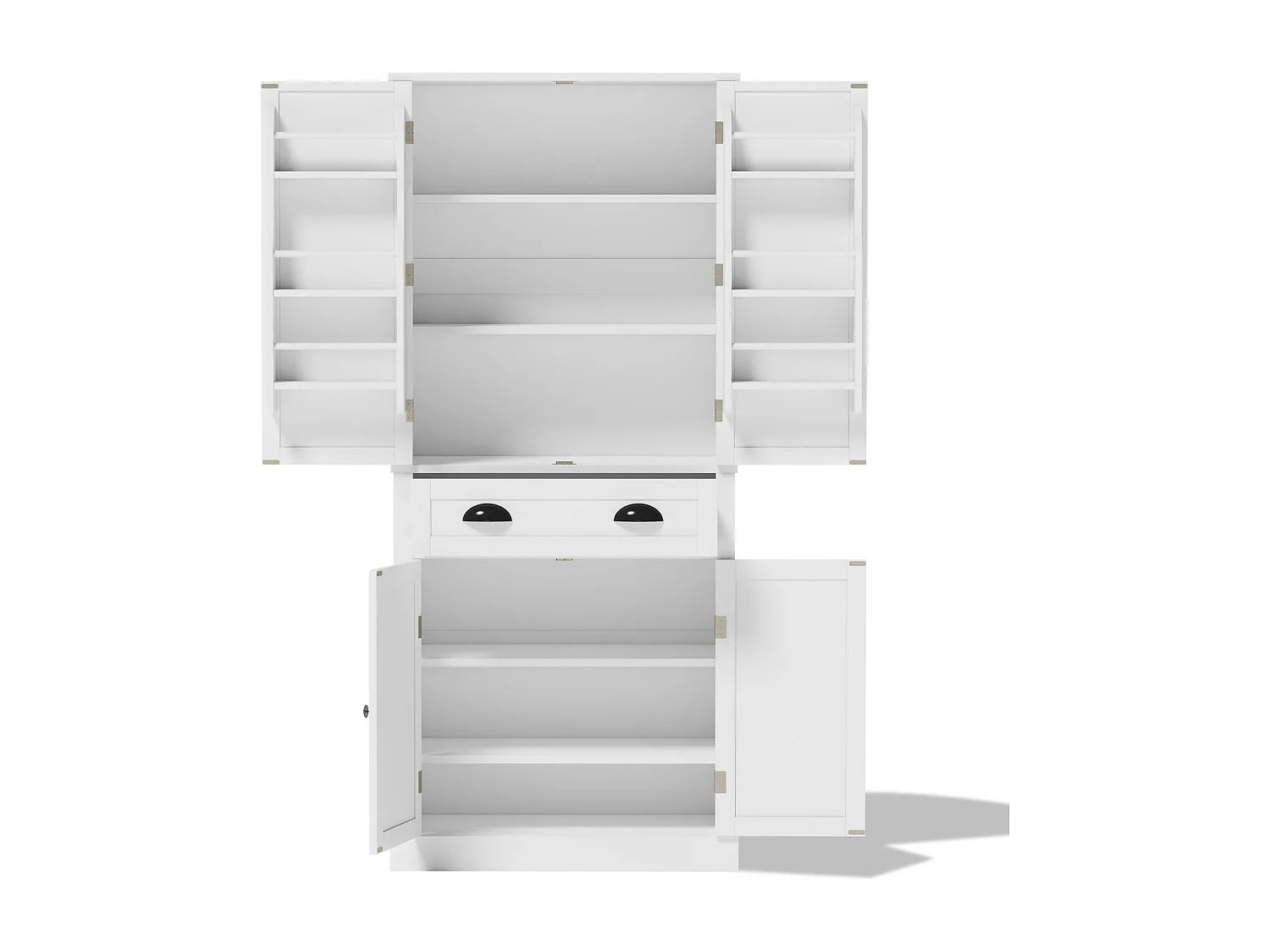 Buffet de cuisine avec 4 portes et tiroir - Etagères réglables - Blanc