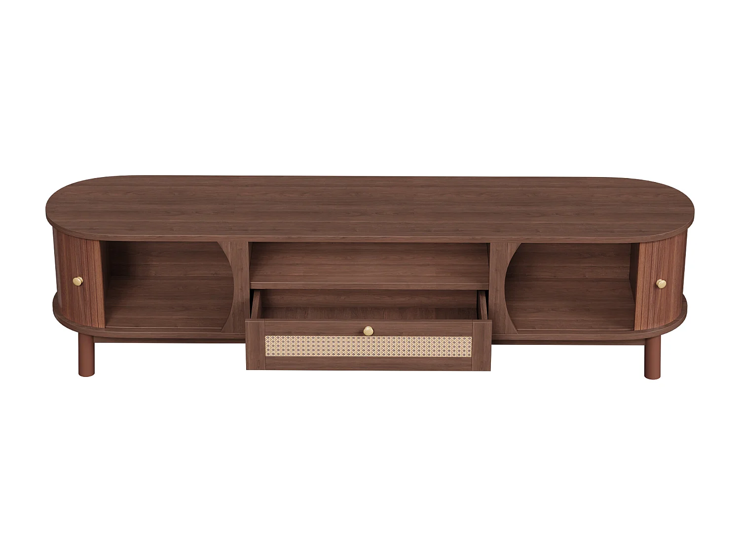 Tv-meubel met 2 deuren en een lade, 165x37x46 cm - Donkere houtkleur