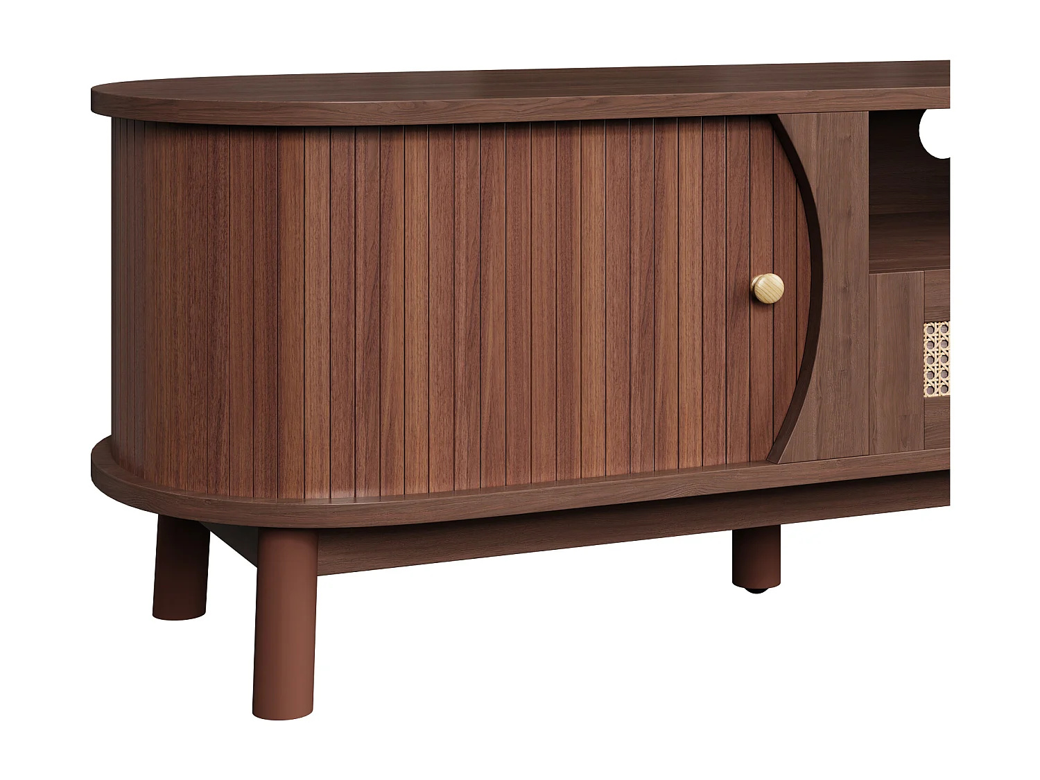 Tv-meubel met 2 deuren en een lade, 165x37x46 cm - Donkere houtkleur