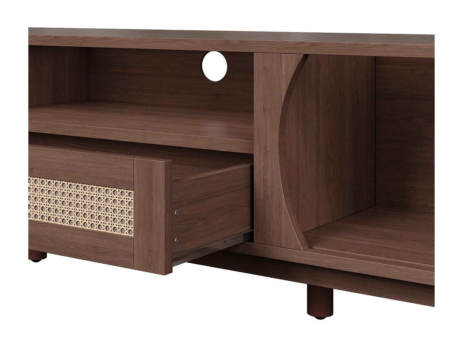 Tv-meubel met 2 deuren en een lade, 165x37x46 cm - Donkere houtkleur