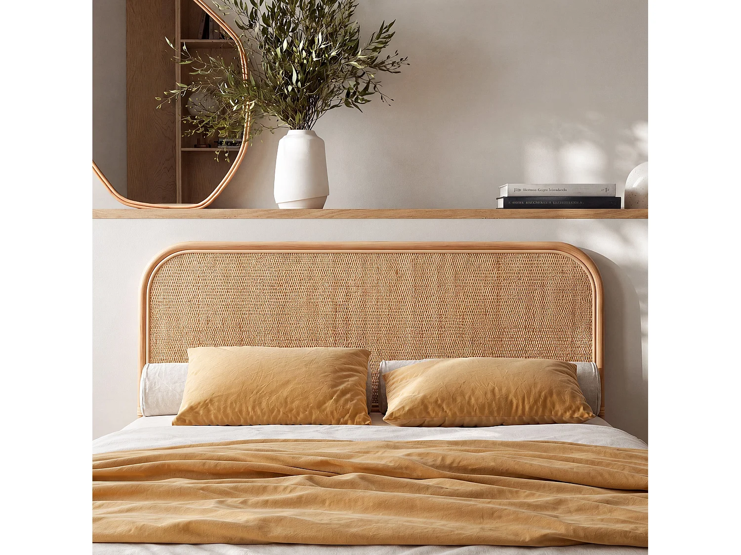 Kopfteile 140 cm aus natürlichem Rattan - Grace