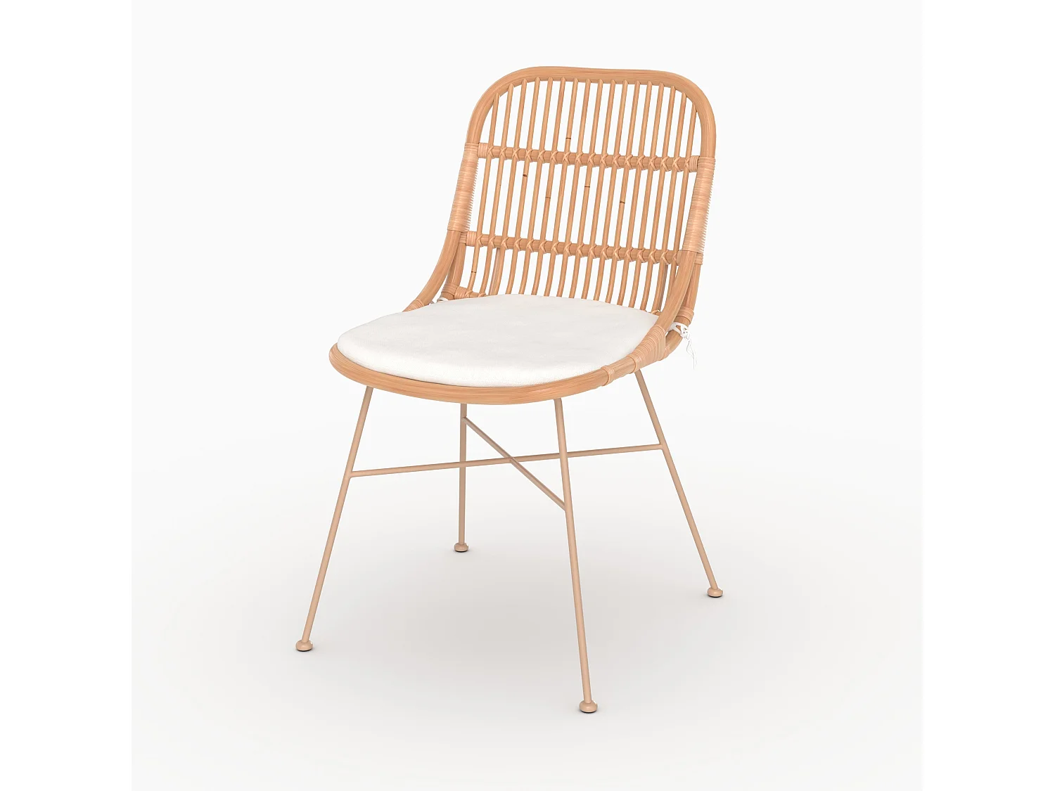 Lot de 2 chaises en rotin beige et pieds en métal beige - Moon