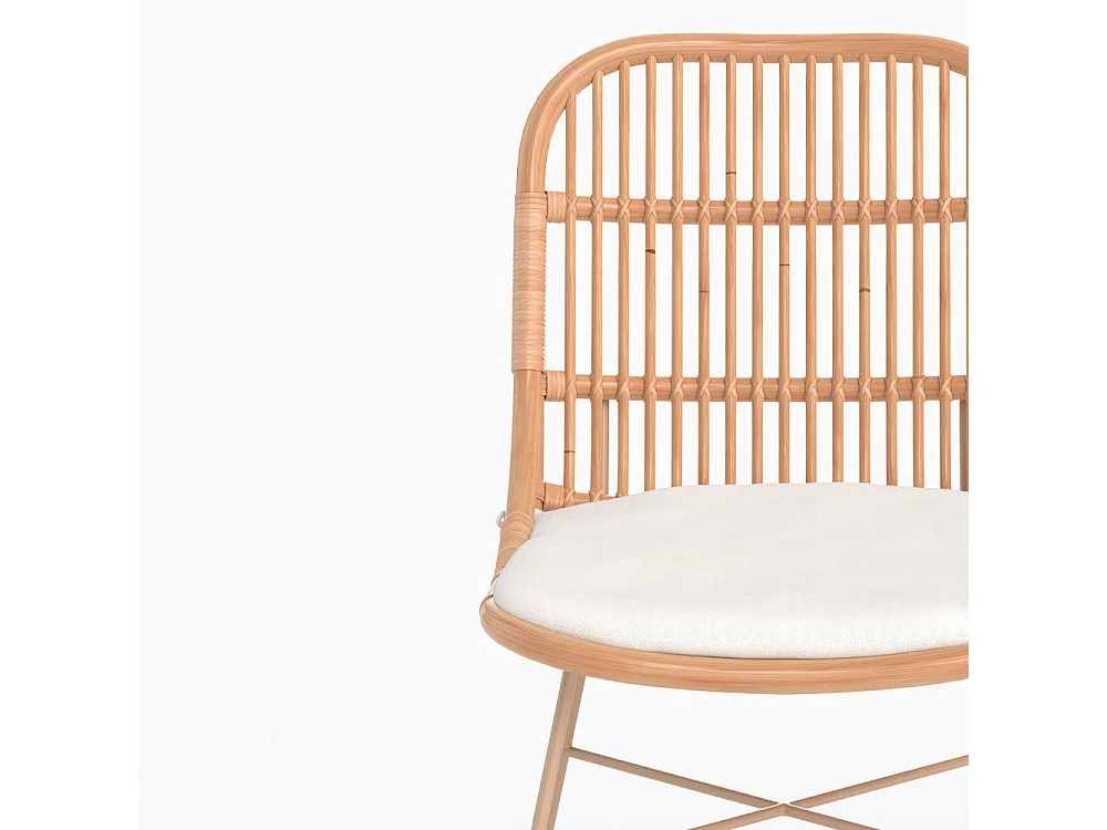 Lot de 2 chaises en rotin beige et pieds en métal beige - Moon